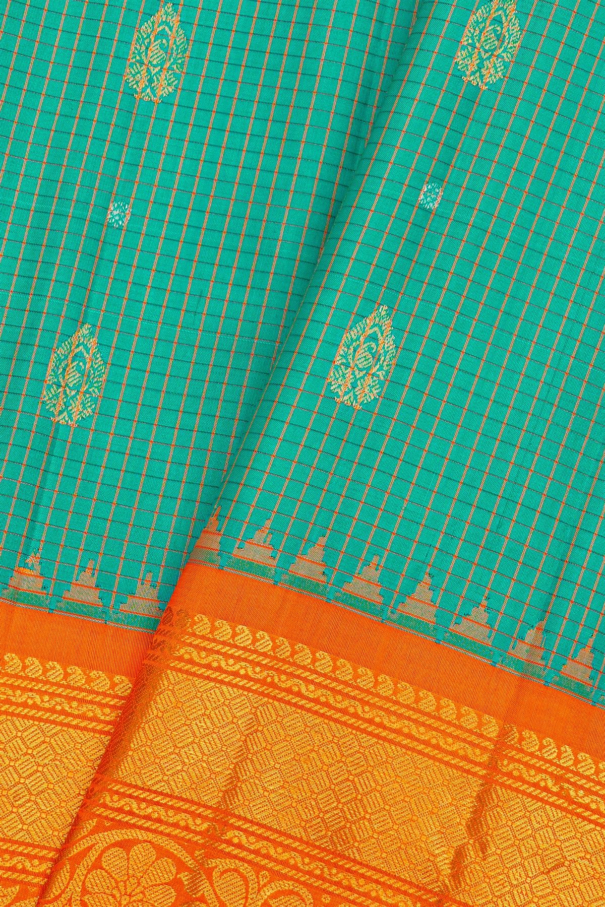 Gadwal Silk Blue Saree With Floral Brocade Pallu