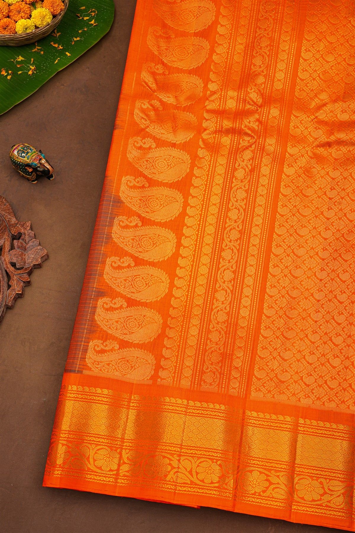 Gadwal Silk Blue Saree With Floral Brocade Pallu