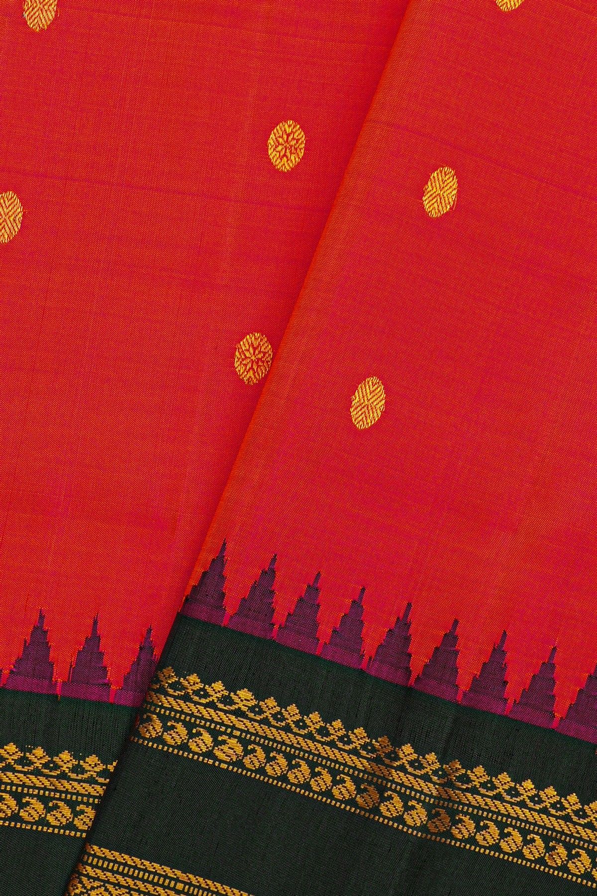 Gadwal Silk Dual Colour Saree With Floral Brocade Pallu