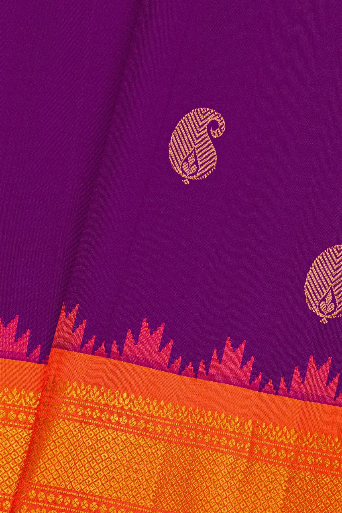 Gadwal Silk Purple Saree With Floral Brocade Pallu