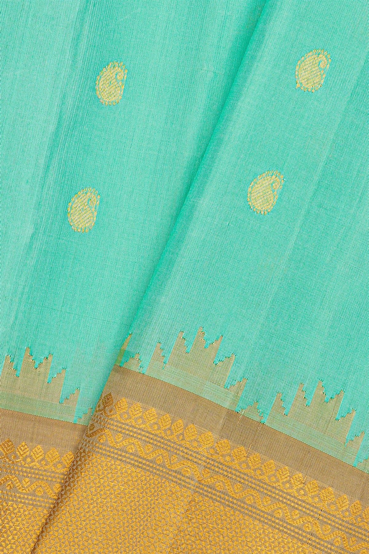 Gadwal Silk Sky Blue Saree With Floral Brocade Pallu