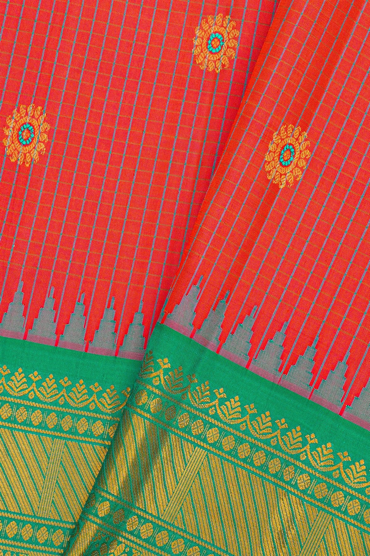 Gadwal Silk Pink Saree With Floral Brocade Pallu