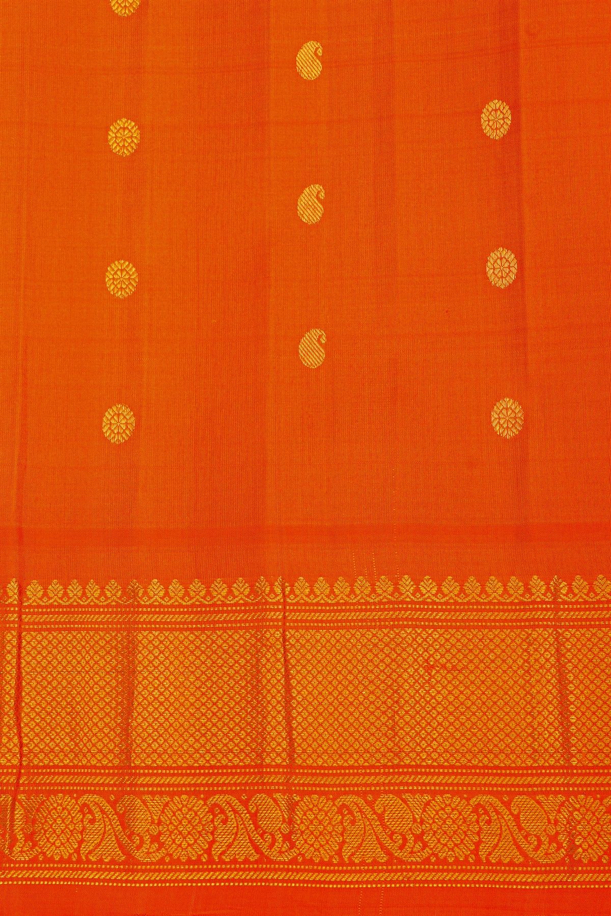 Gadwal Silk Violet Saree With Florals And Mango Paisleys Border