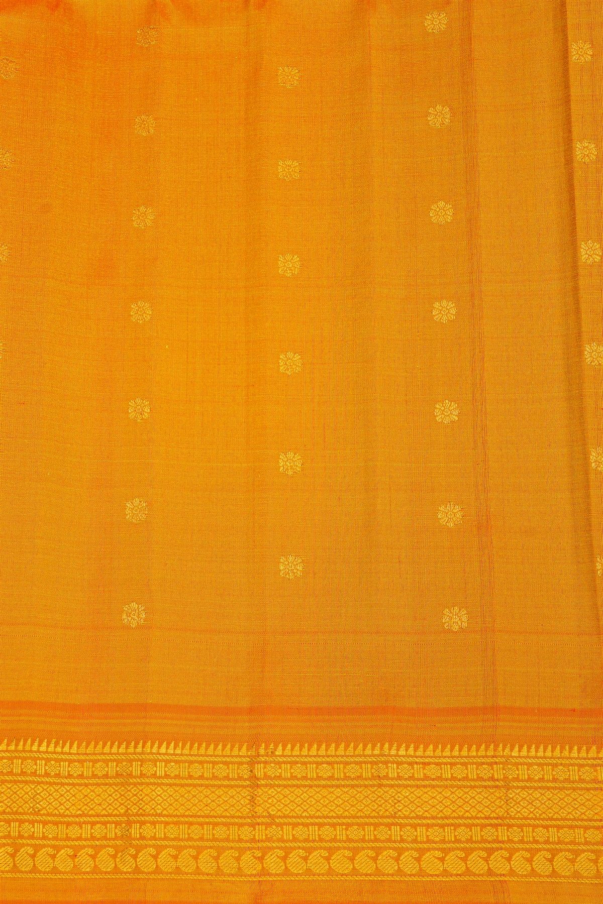Gadwal Silk Peacock Blue Saree With Florals And Leaves Jaal Border