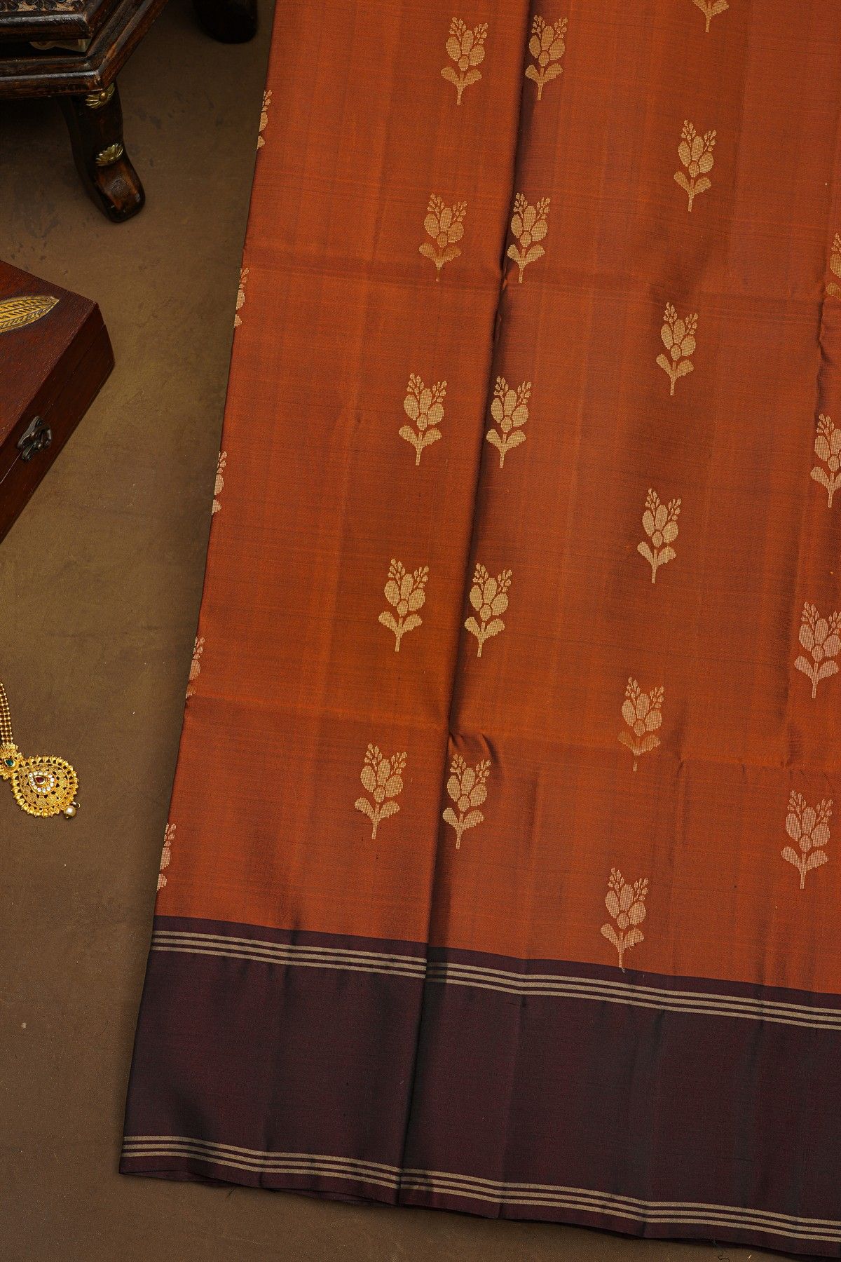 Coimbatore Soft Silk Rust Saree