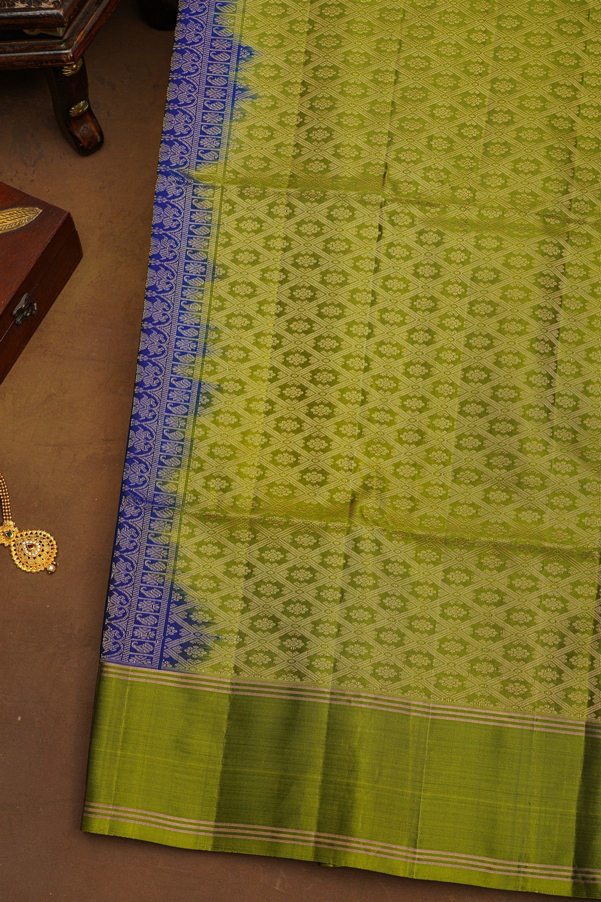 Coimbatore Soft Silk Blue Saree With Floral Brocade Pallu