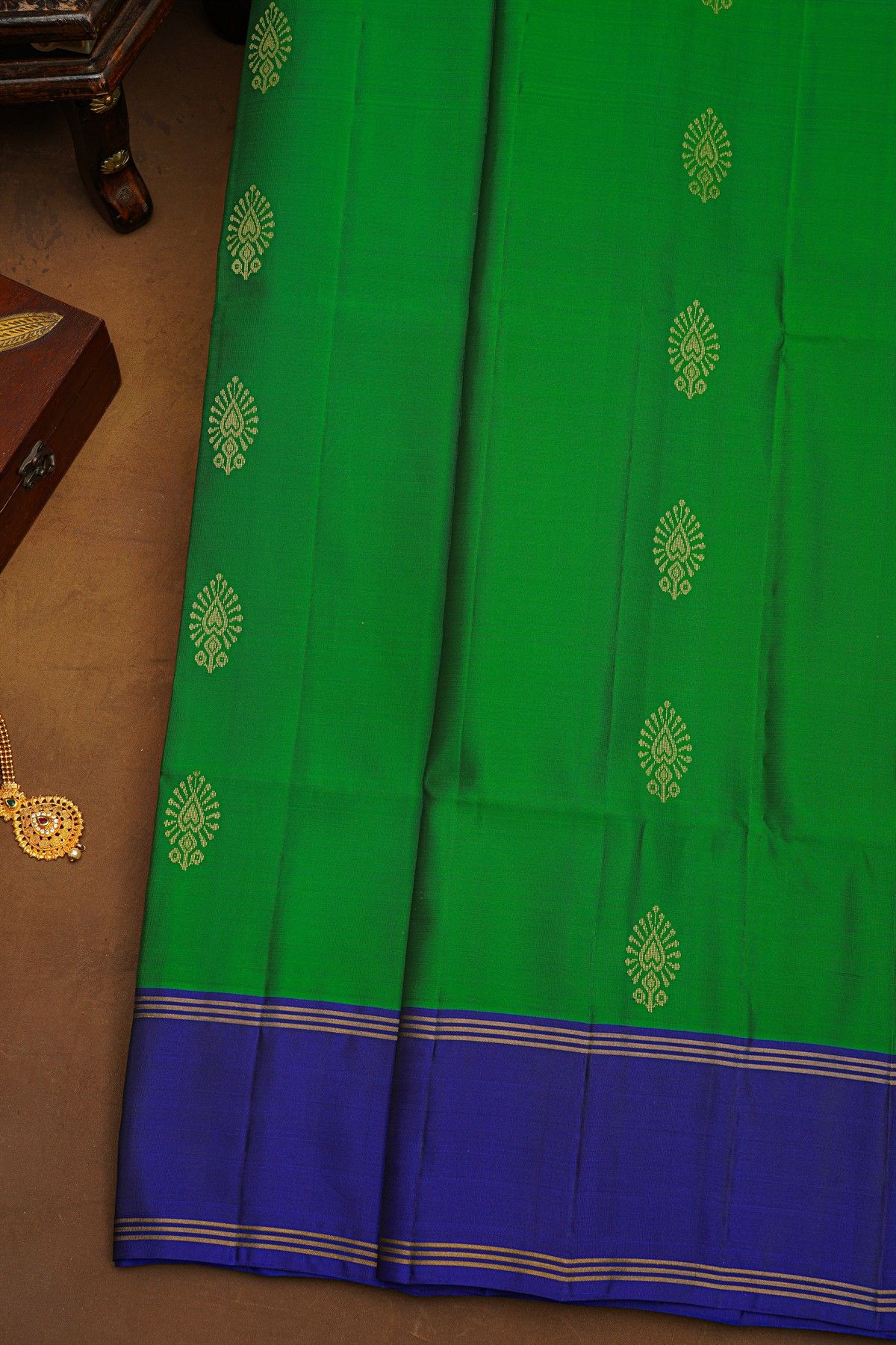 Coimbatore Soft Silk Green Saree With Patola Design