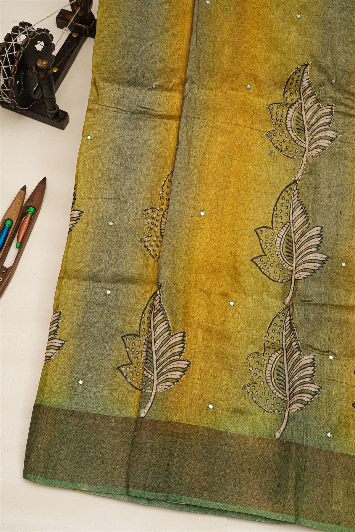 Fancy Tussar Multi-Colour Saree With Kaddi Border
