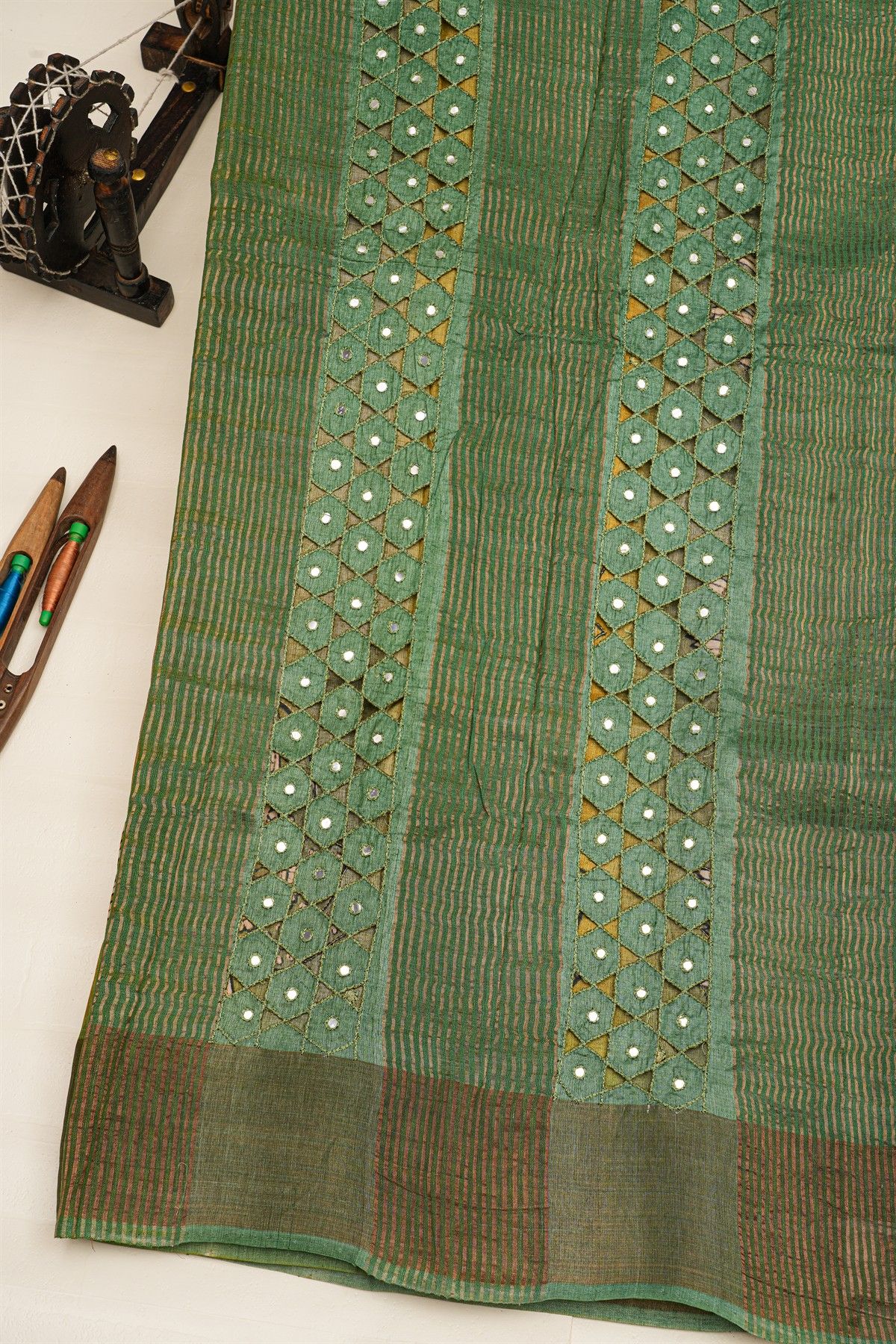 Fancy Tussar Multi-Colour Saree With Kaddi Border