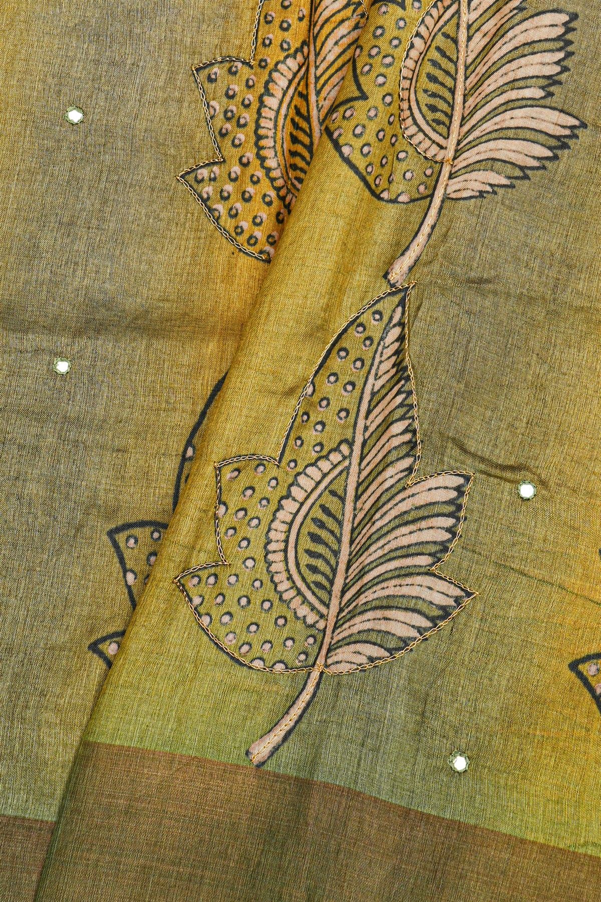 Fancy Tussar Multi-Colour Saree With Kaddi Border