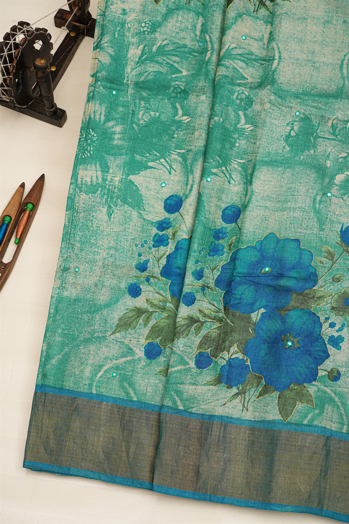 Fancy Tussar Multi-Colour Saree With Kaddi Border