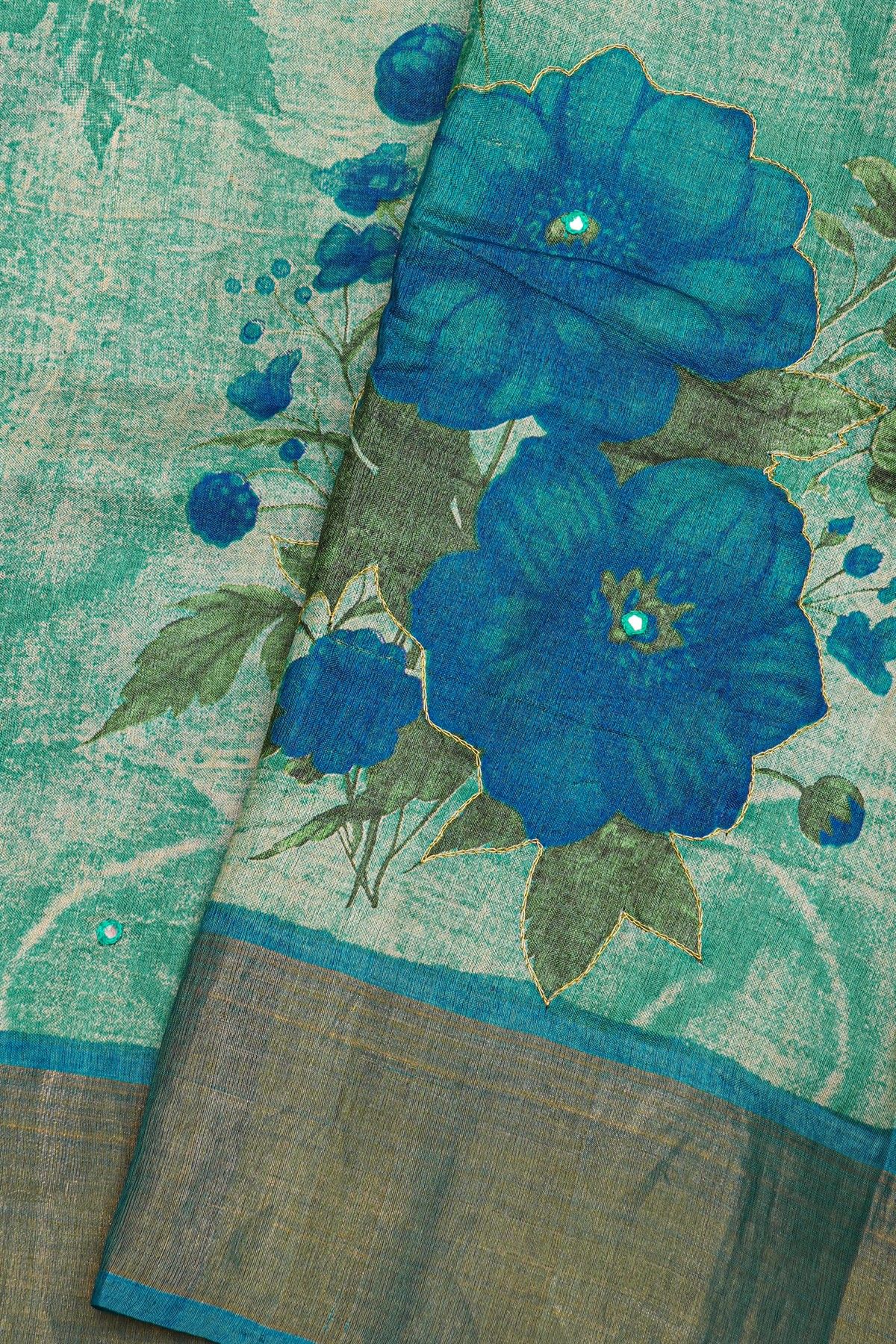 Fancy Tussar Multi-Colour Saree With Kaddi Border
