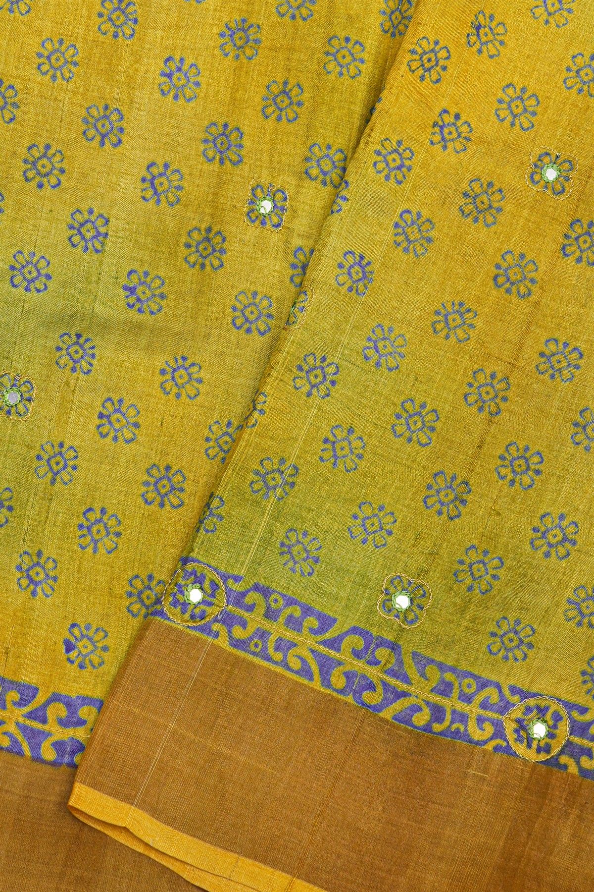 Fancy Tussar Multi-Colour Saree With Kaddi Border