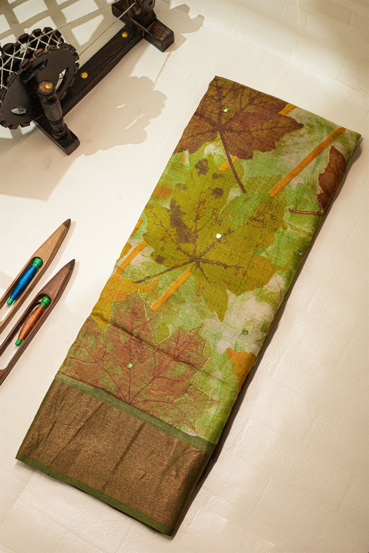 Fancy Tussar Multi-Colour Saree With Kaddi Border