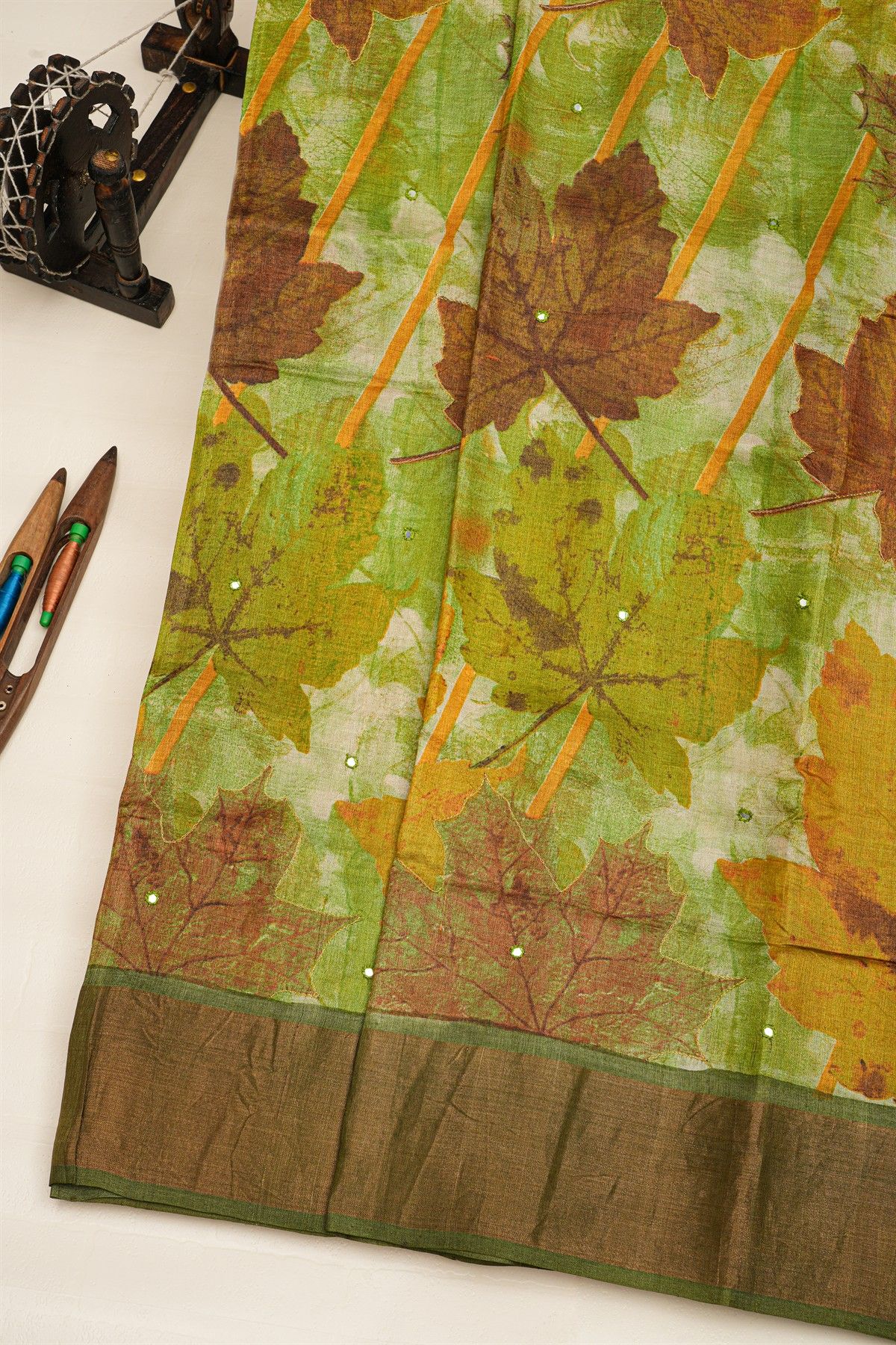 Fancy Tussar Multi-Colour Saree With Kaddi Border