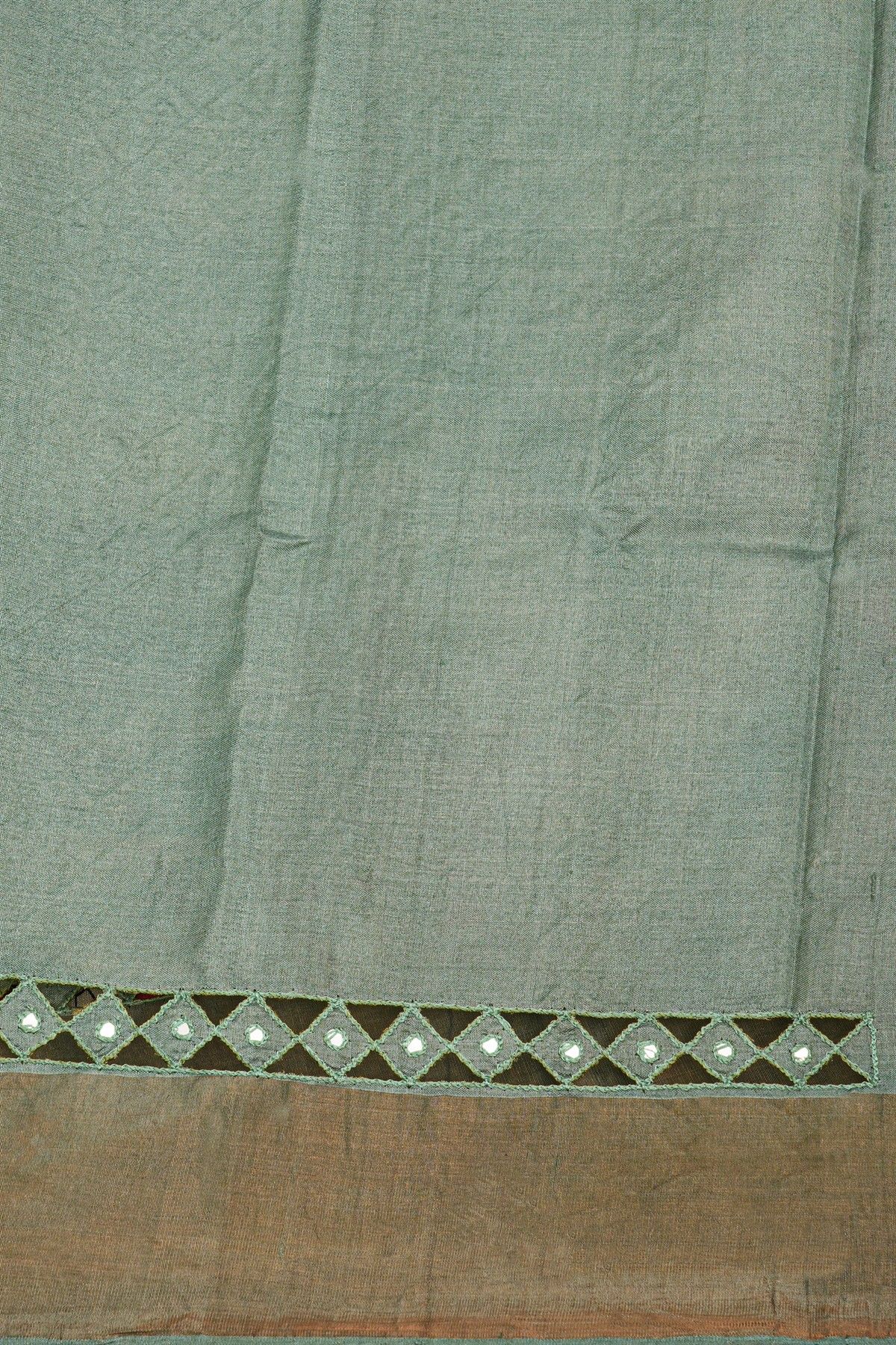 Fancy Tussar Red Saree With Kaddi Border