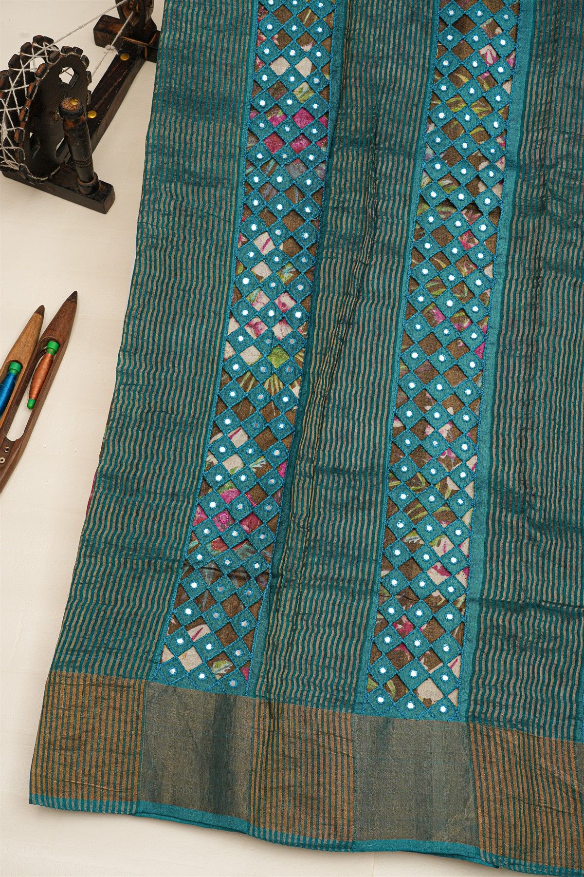 Fancy Tussar Brown Saree With Kaddi Border