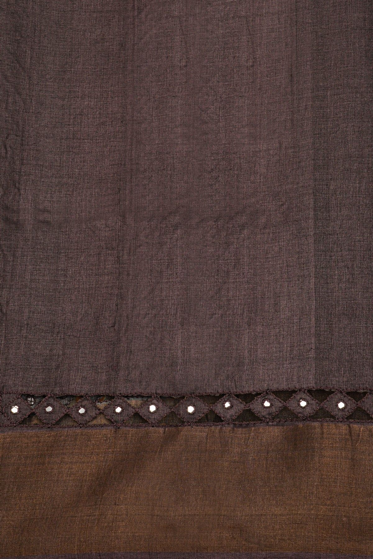 Fancy Tussar Beige Saree With Mirror And Cut Work Pallu