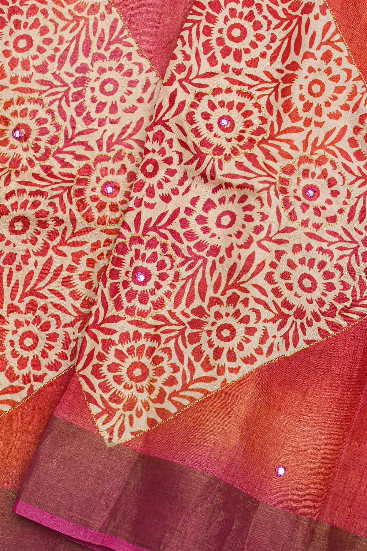 Fancy Tussar Dual Colour Saree With Kaddi Border