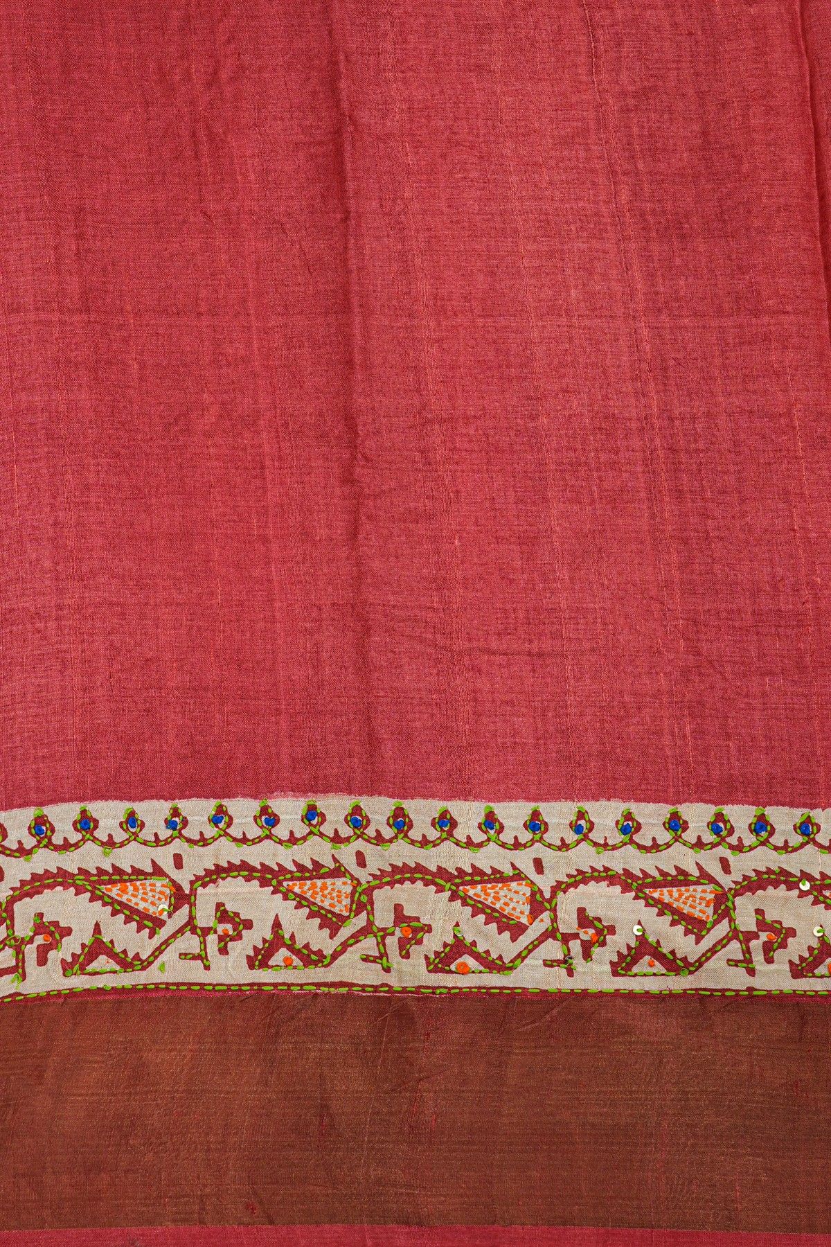 Fancy Tussar Beige Saree With Kaddi Border