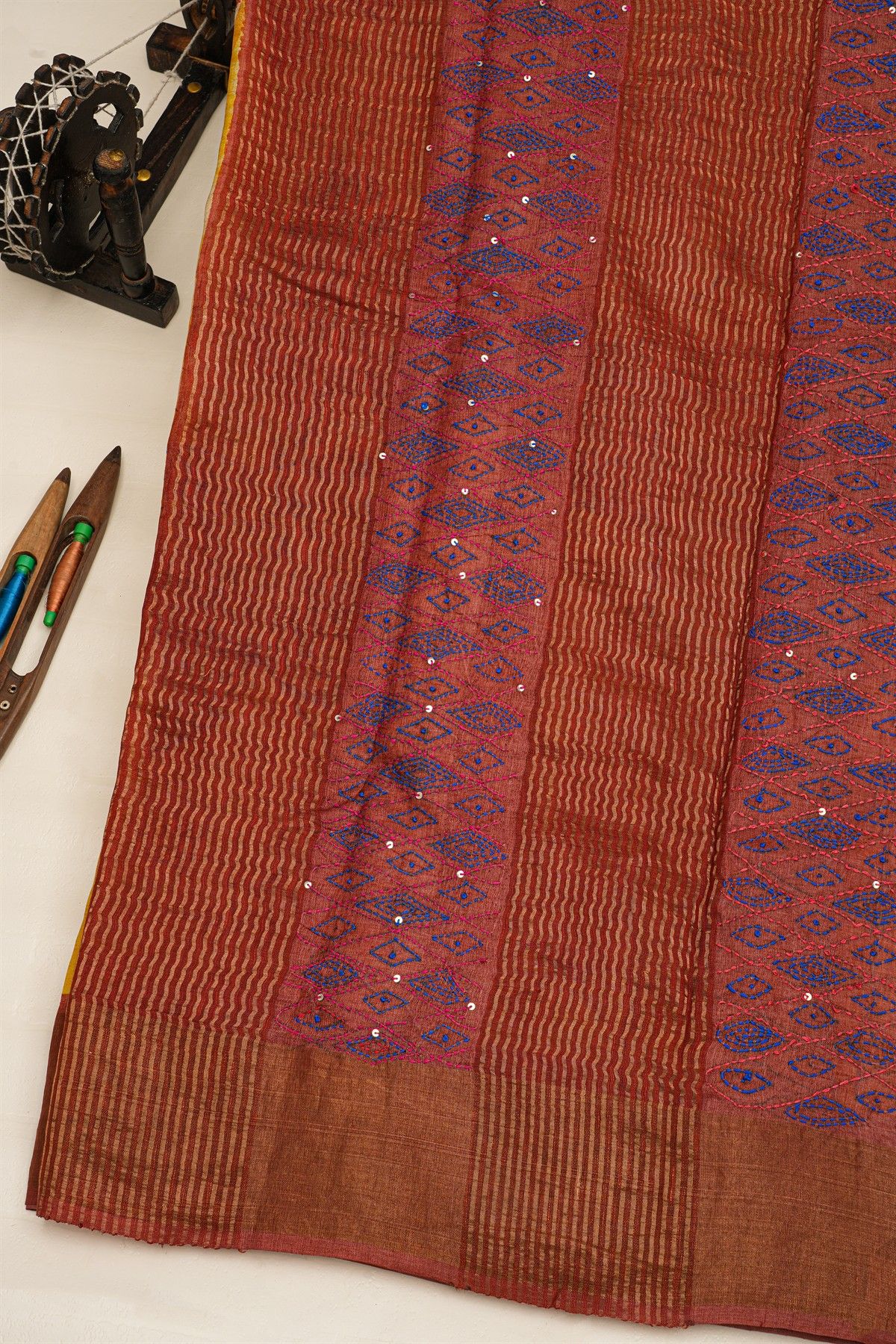 Fancy Tussar Multi-Colour Saree With Kaddi Border