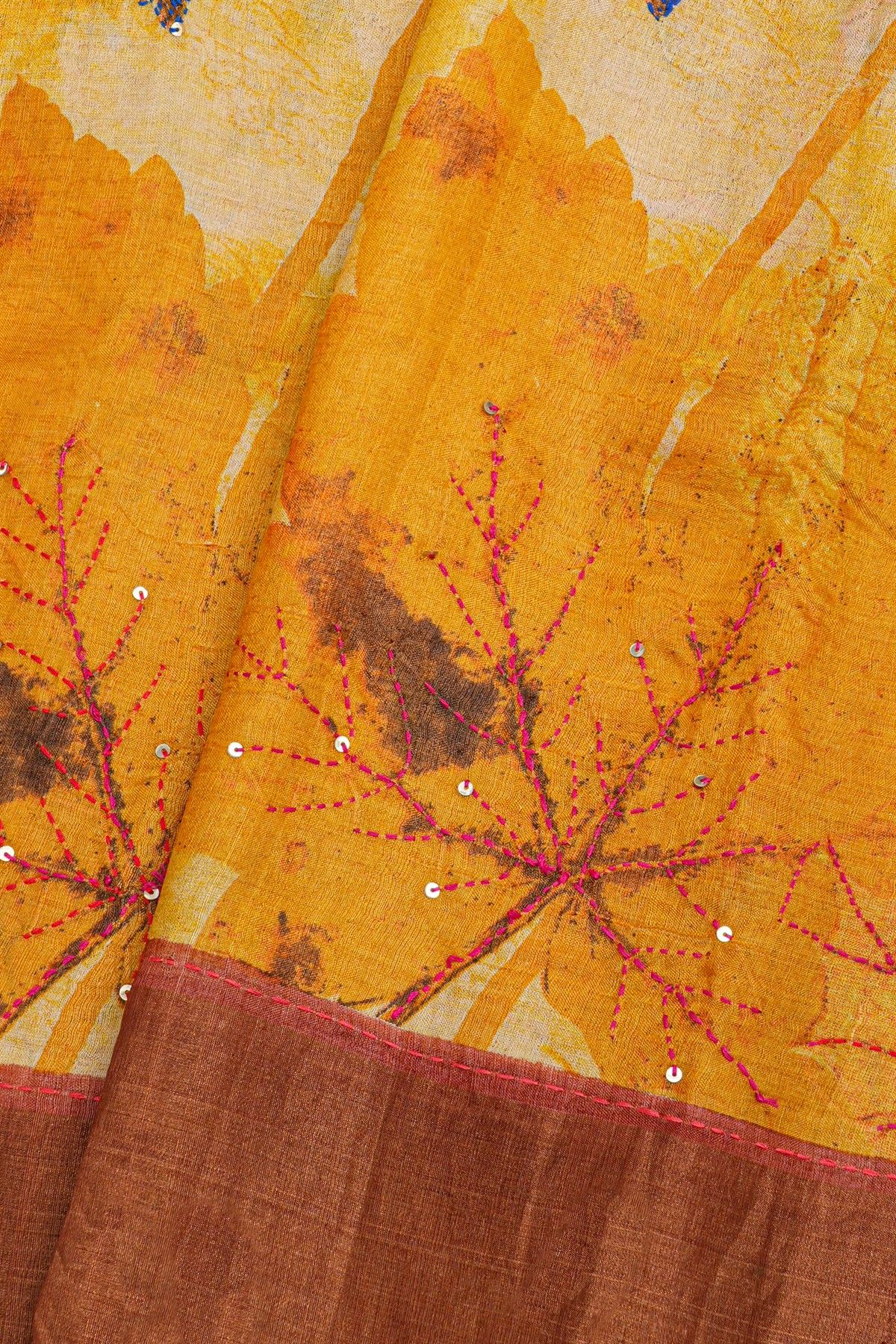 Fancy Tussar Multi-Colour Saree With Kaddi Border