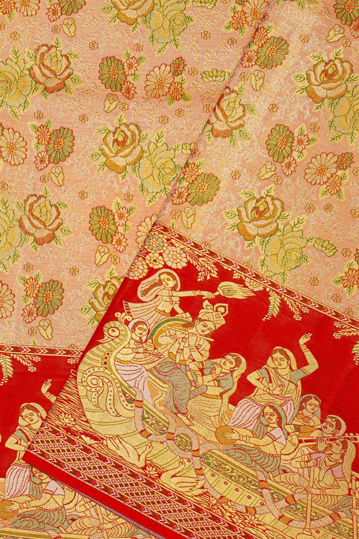 Kancheepuram Silk Peach Saree