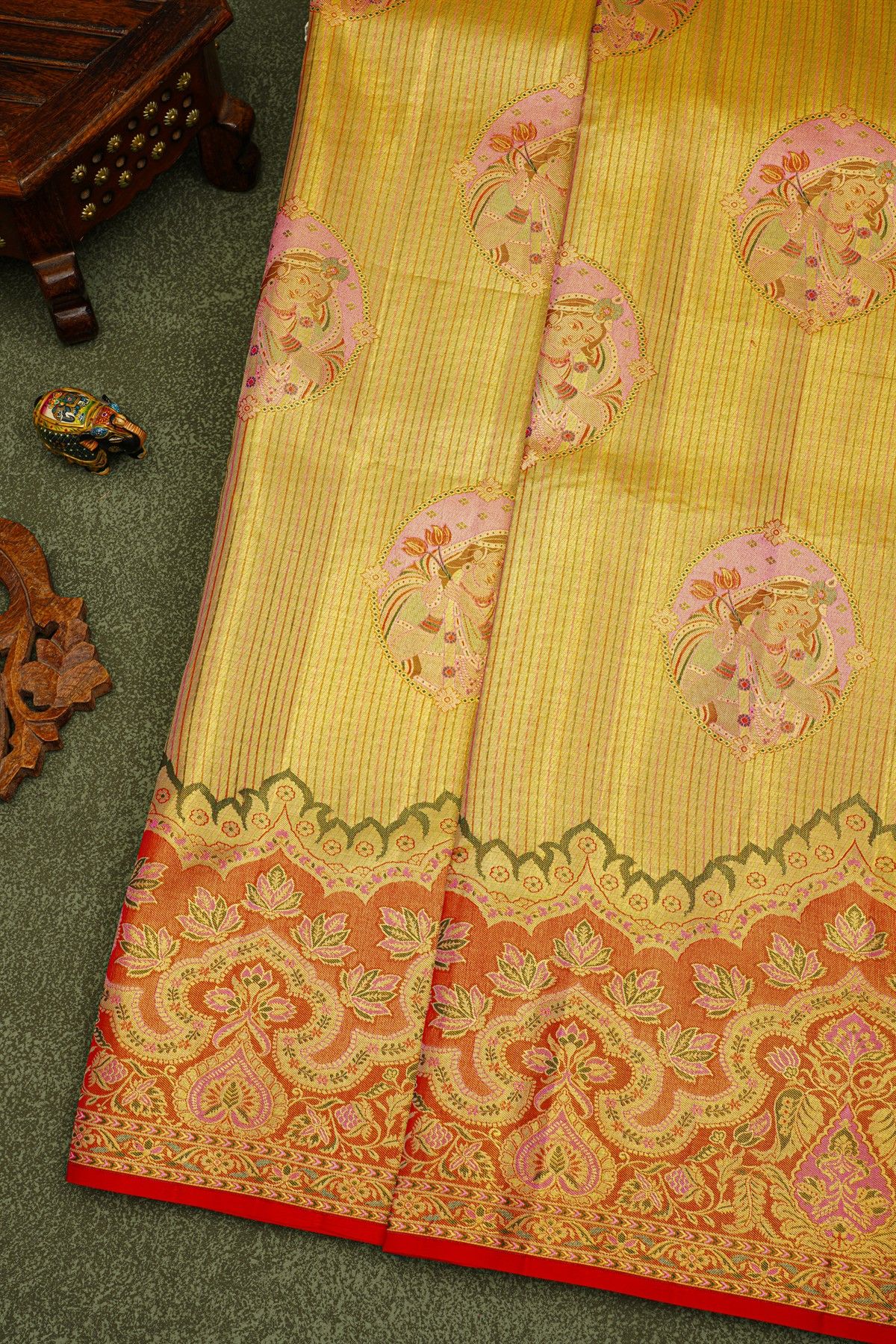 Kanchipuram Tissue Dual Colour Saree