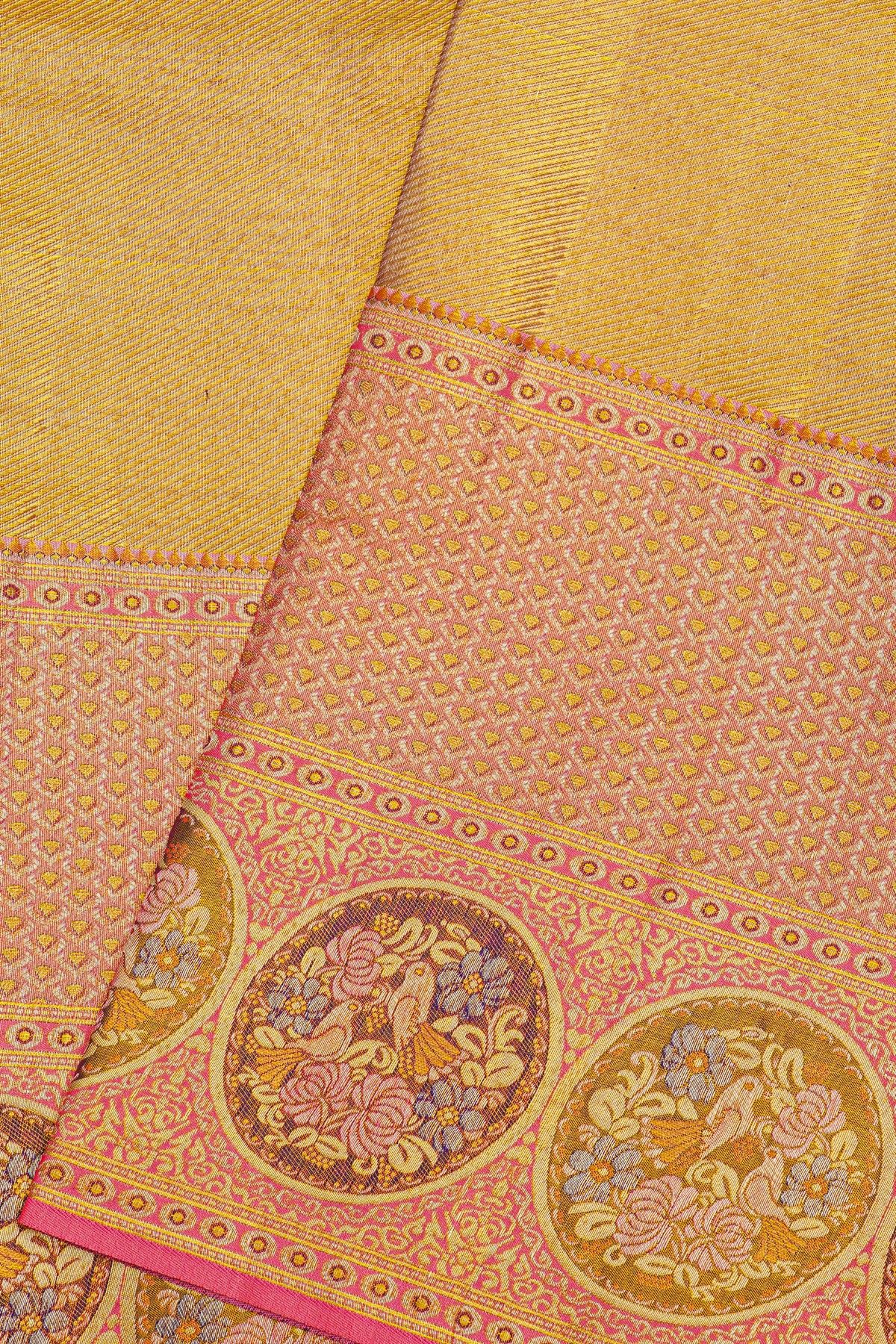 Kanchipuram Tissue Gold Colour Saree