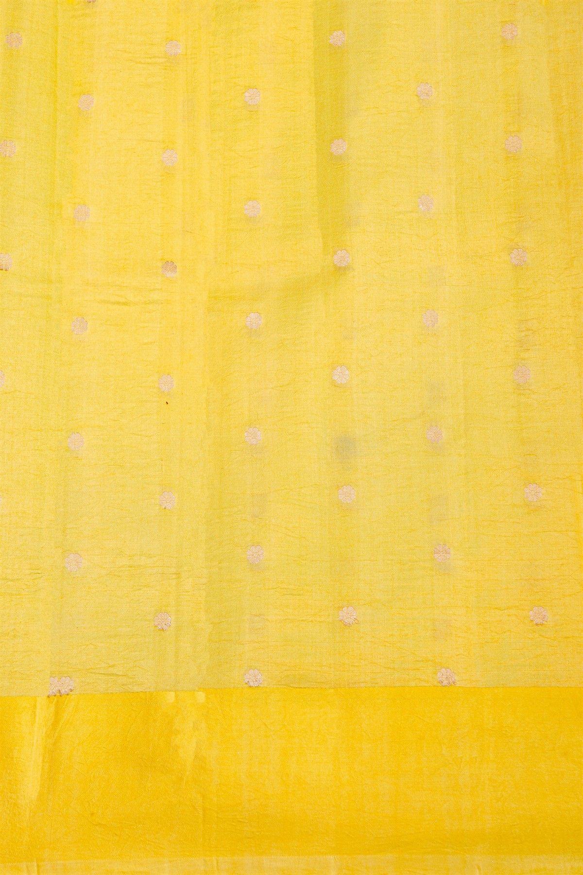 Fancy Matka Silk Yellow Saree With Floral Buttis Body And Pichwai Cows Motifs Border