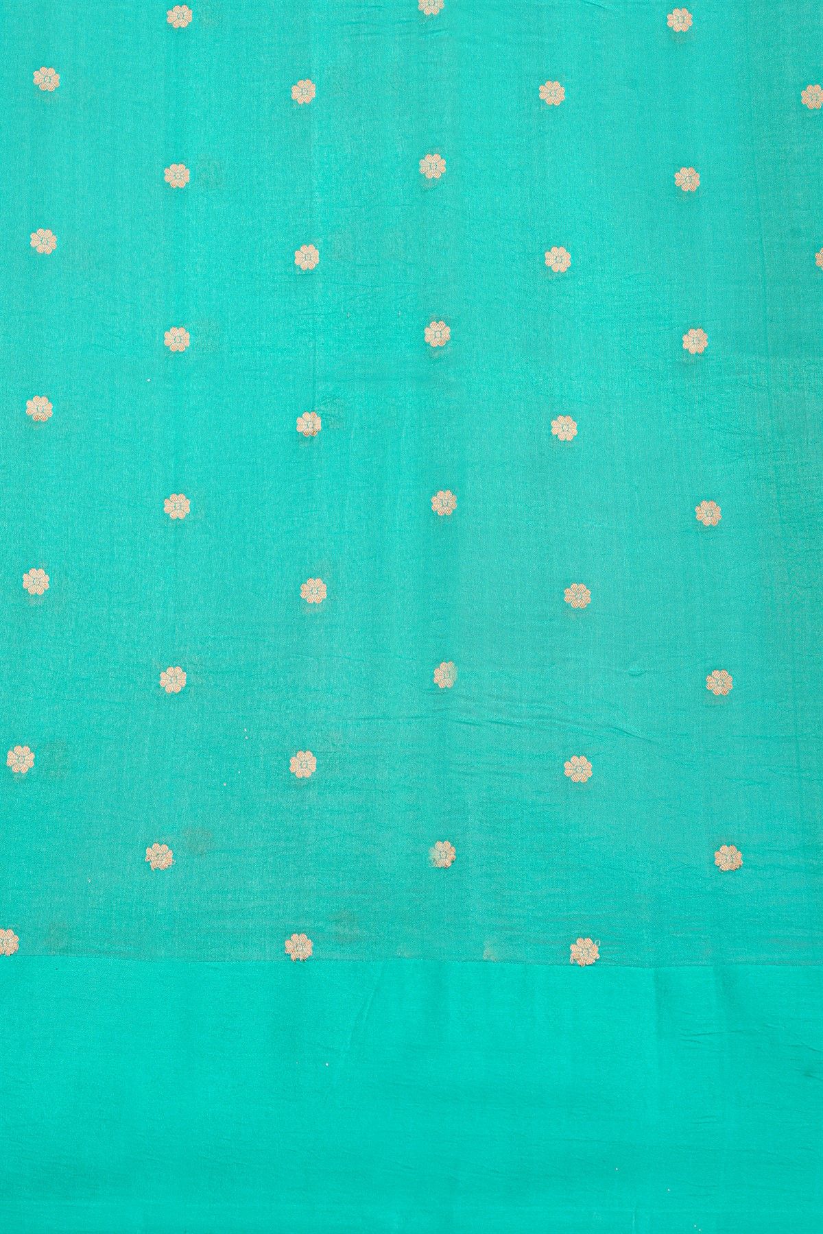 Fancy Matka Silk Sky Blue Saree With Floral Buttis Body And Pichwai Cows Motifs Border