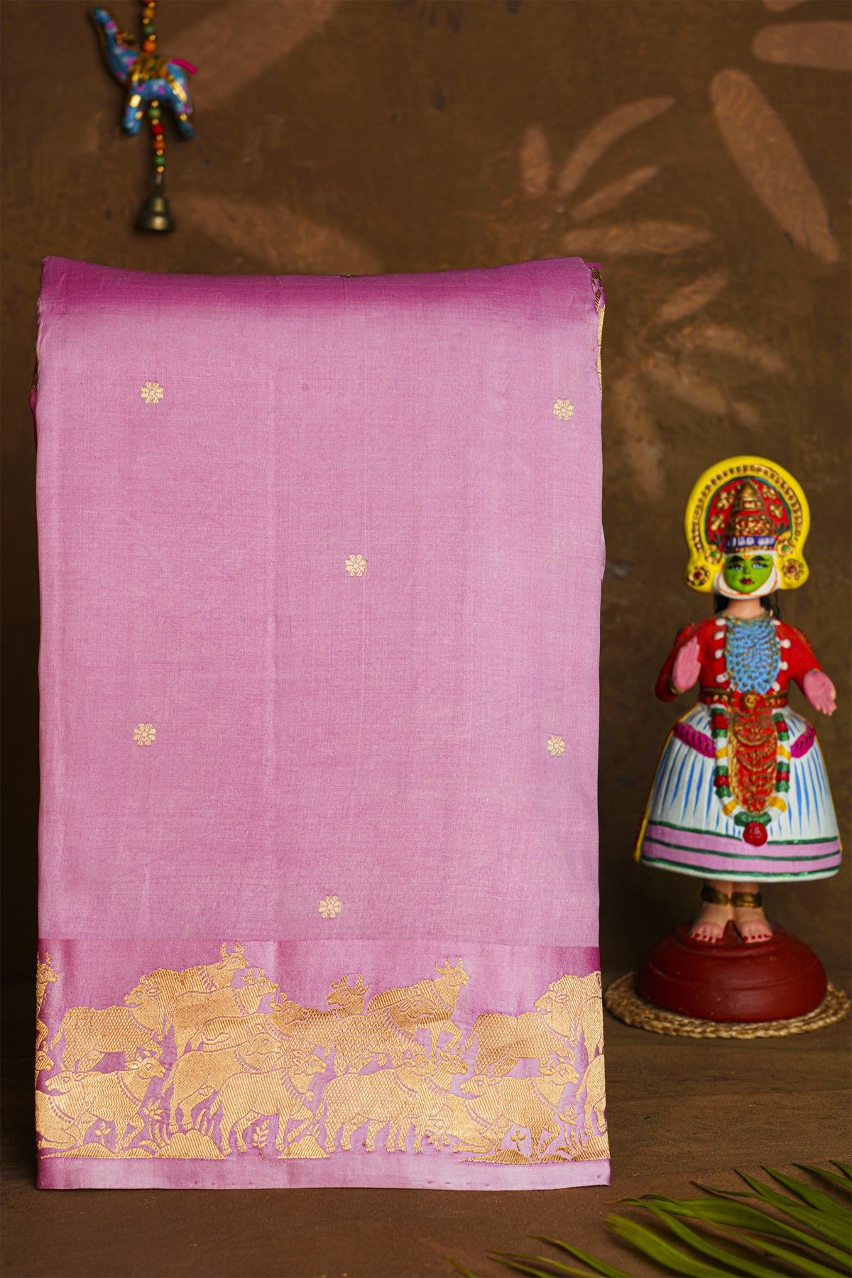 Fancy Matka Silk Pink Saree With Floral Buttis Body