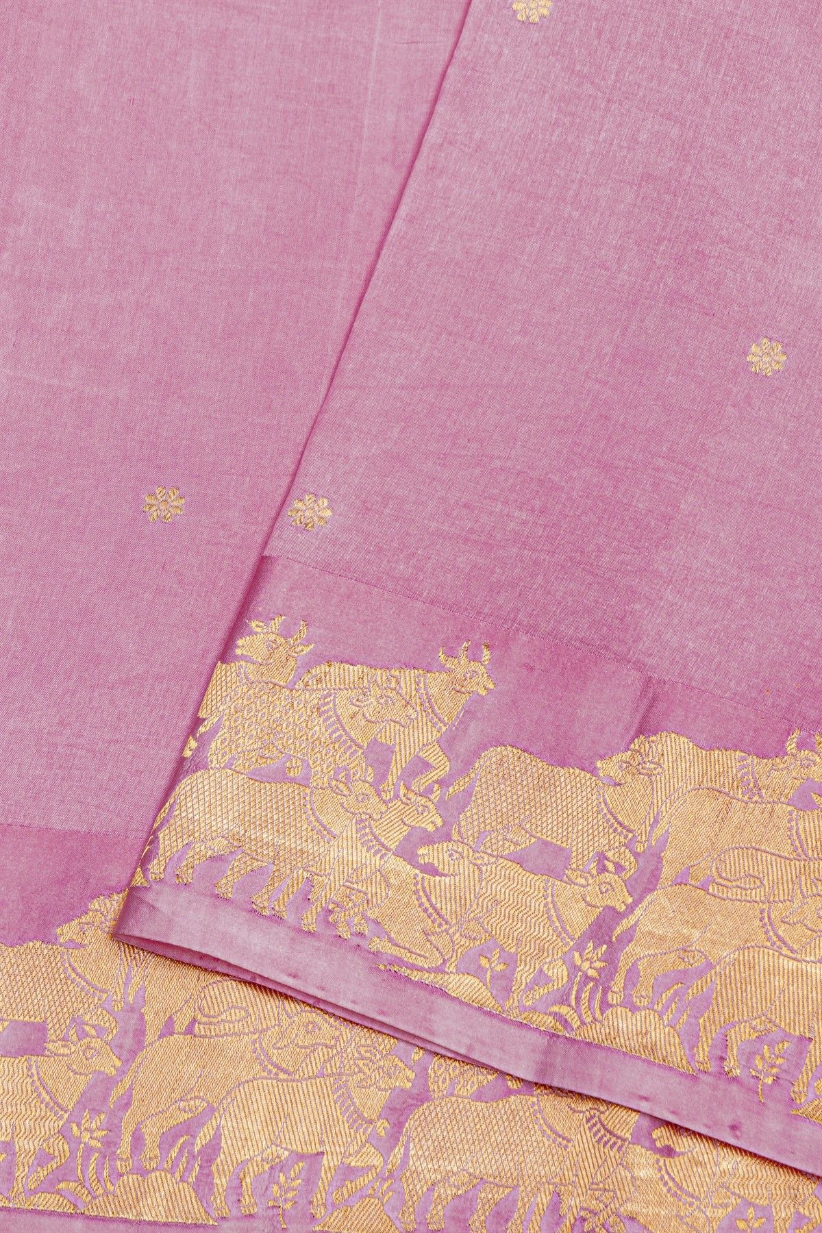 Fancy Matka Silk Pink Saree With Floral Buttis Body