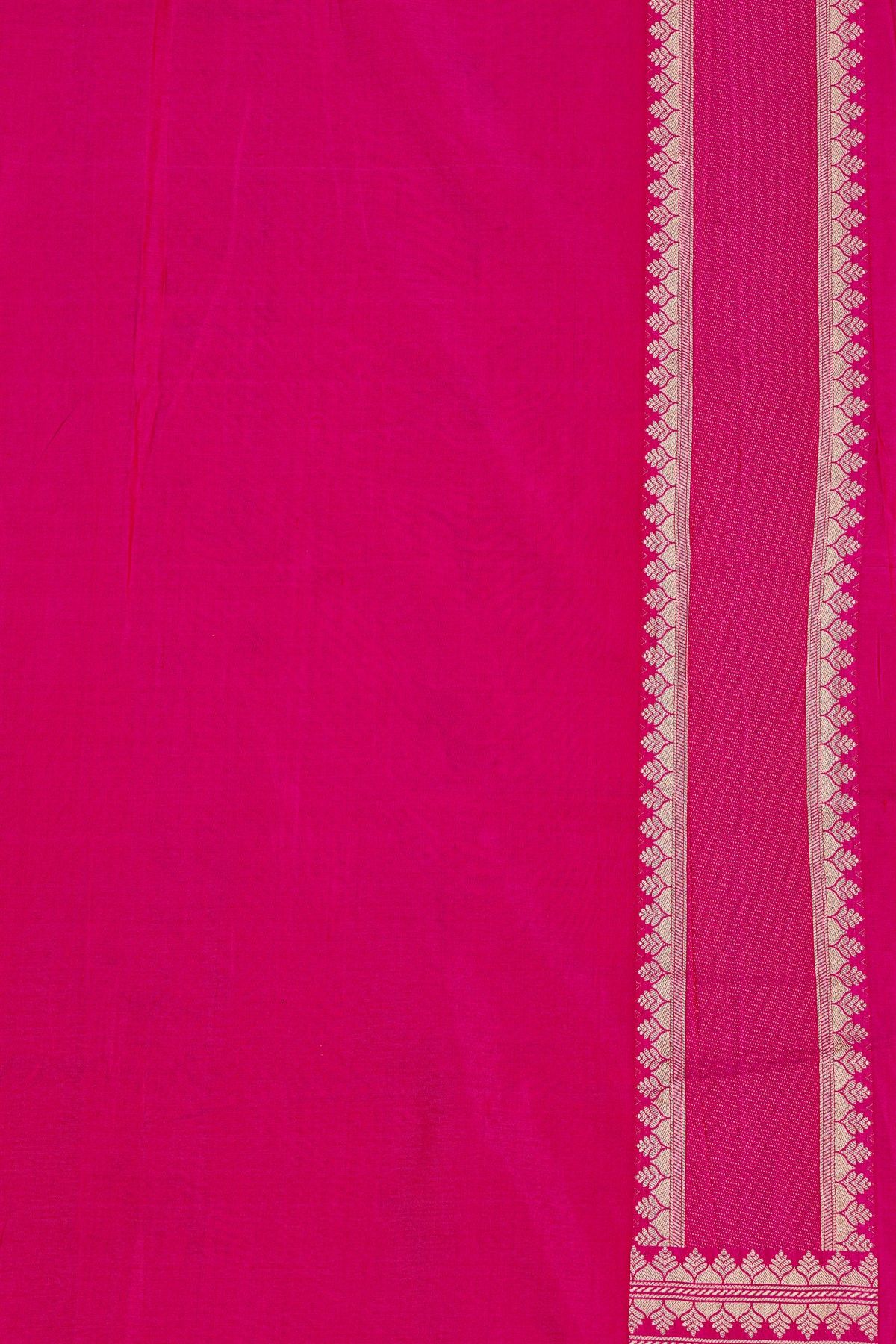 Banarasi Silk Rani Pink Saree With Gap Motifs Border