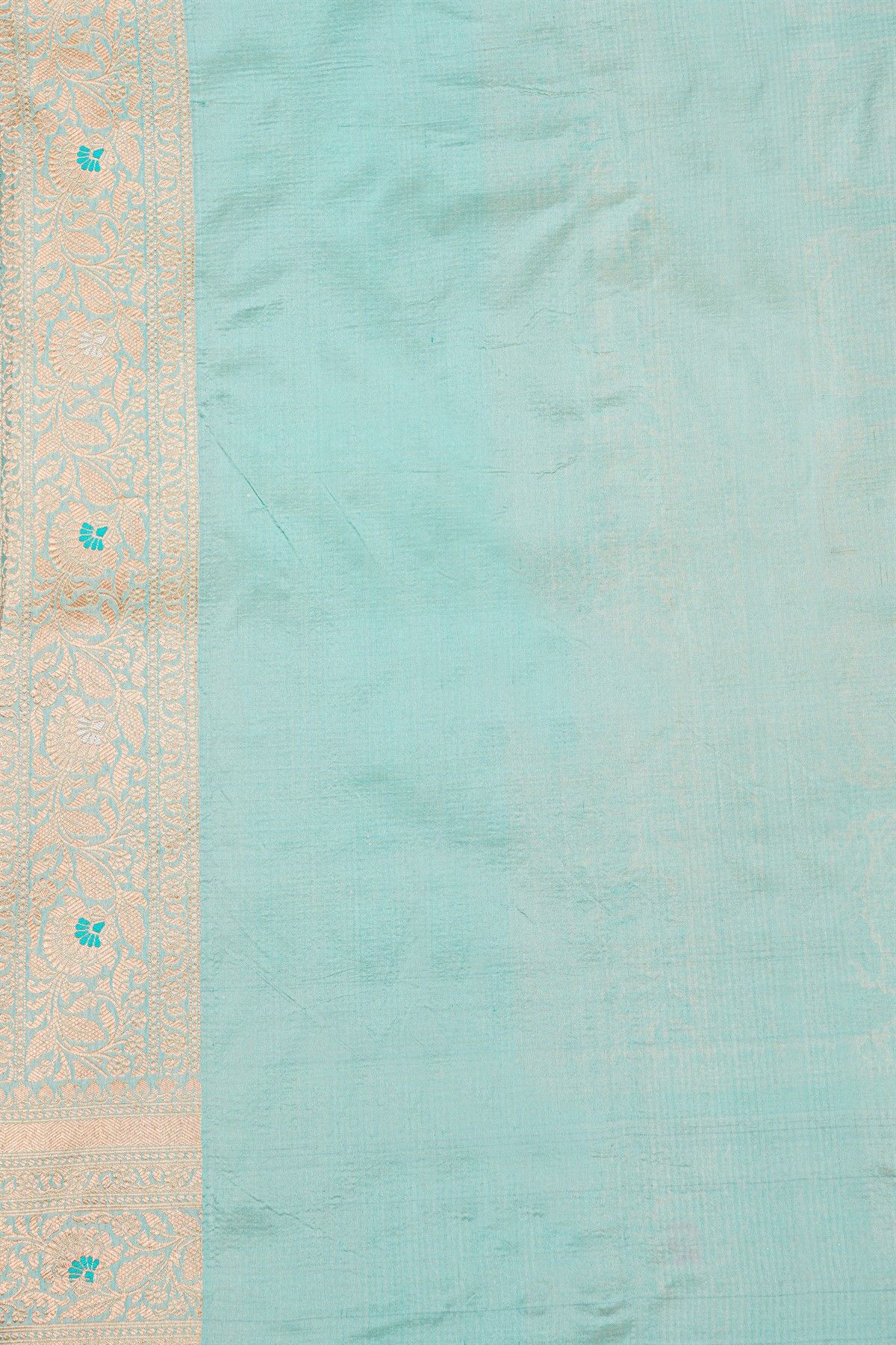 Banarasi Silk Multi-Colour Saree With Florals And Leaves Jaal Self Border