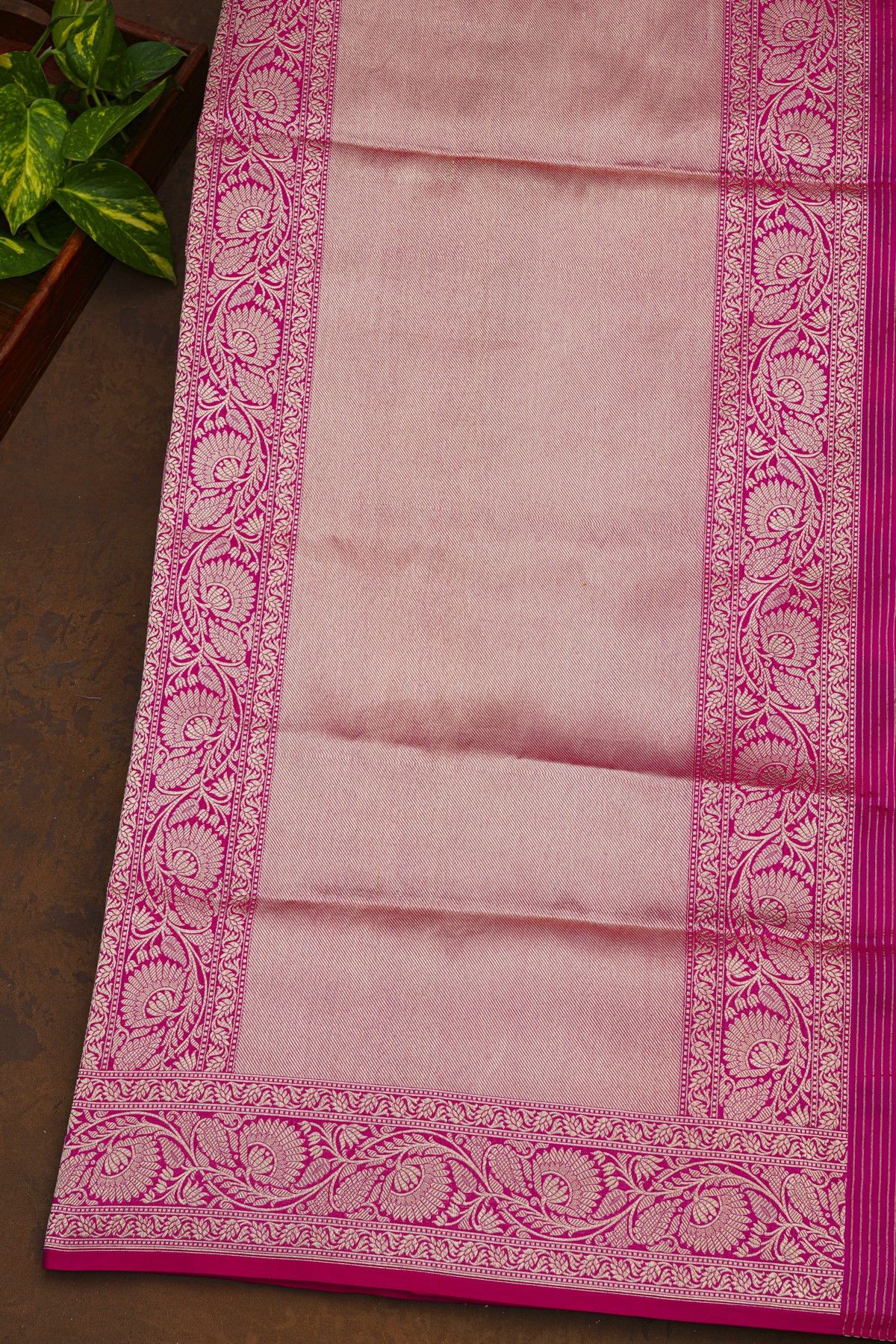 Banarasi Silk Multi-Colour Saree With Arched Scales With Florals And Leaves Body