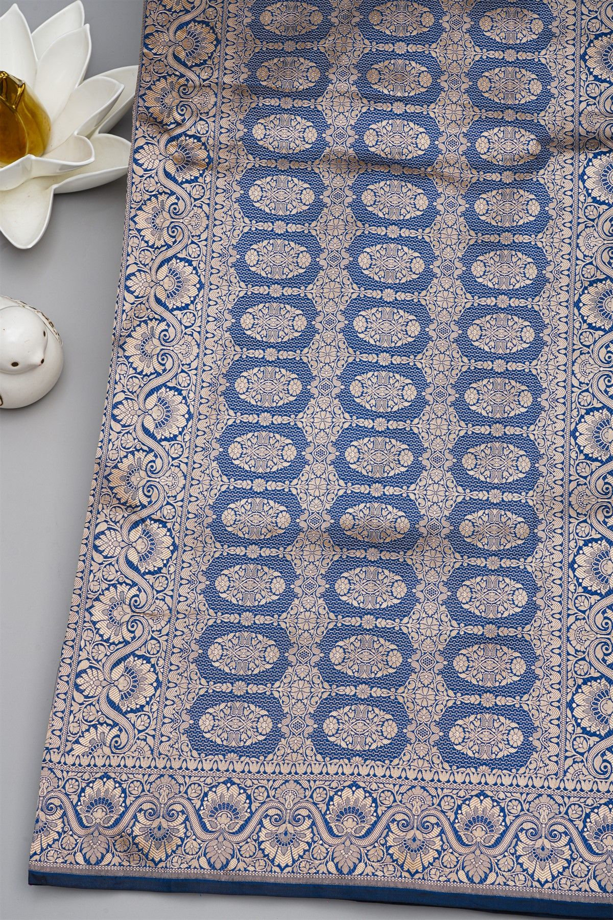 Banarasi Silk Multi-Colour Saree With Florals And Leaves Body