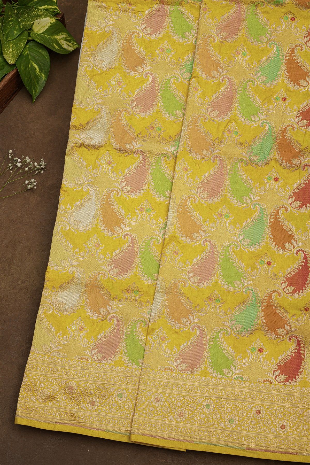 Banarasi Silk Multi-Colour Saree With Floral Brocade Pallu