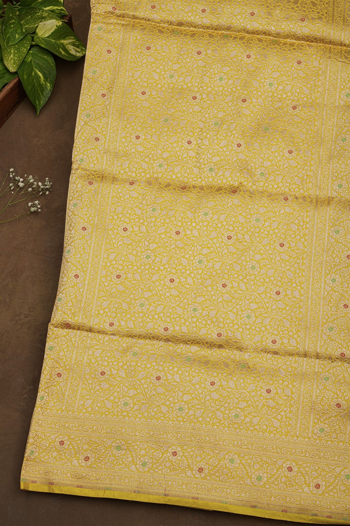 Banarasi Silk Multi-Colour Saree With Floral Brocade Pallu