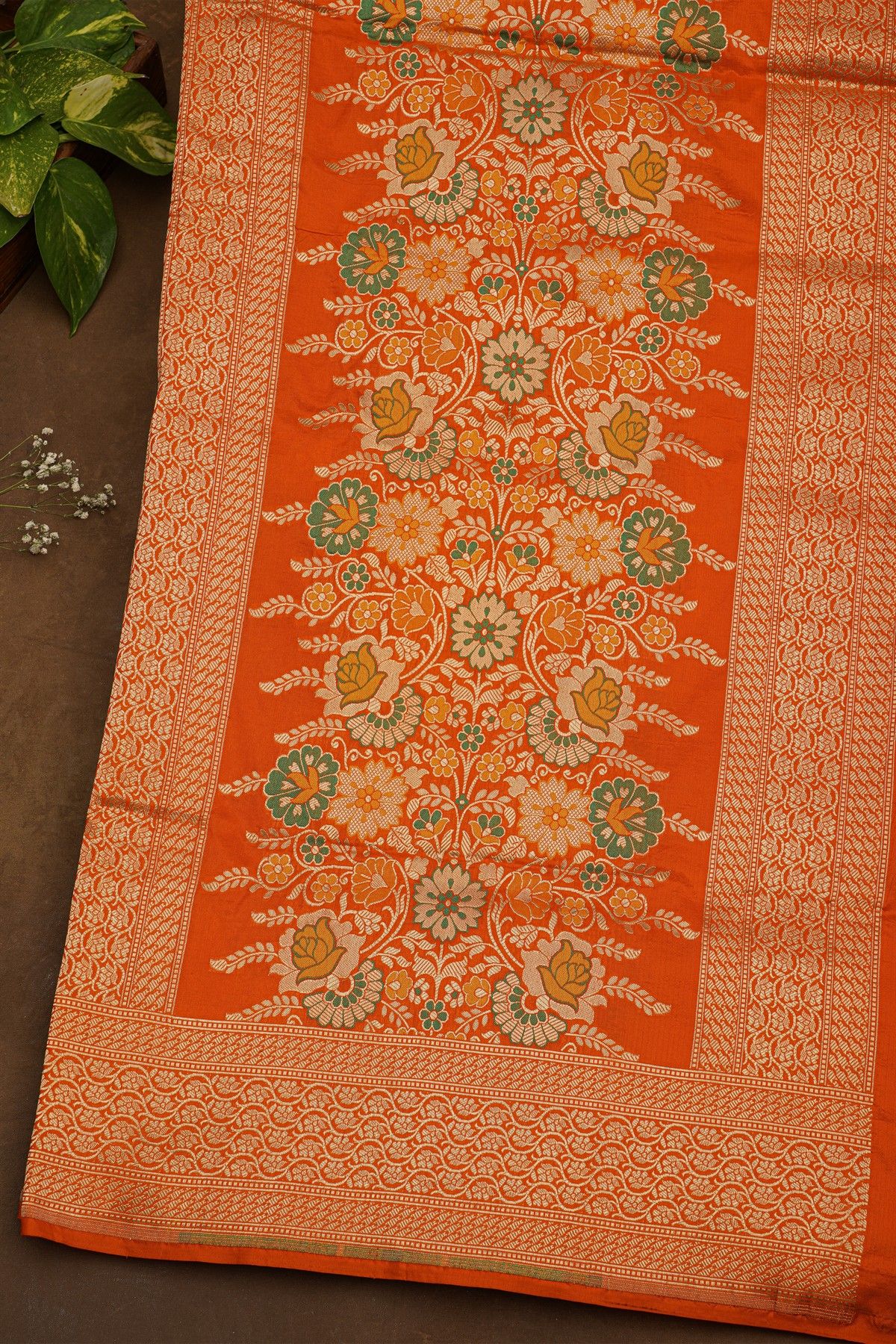 Banarasi Silk Multi-Colour Saree With Floral Brocade Pallu
