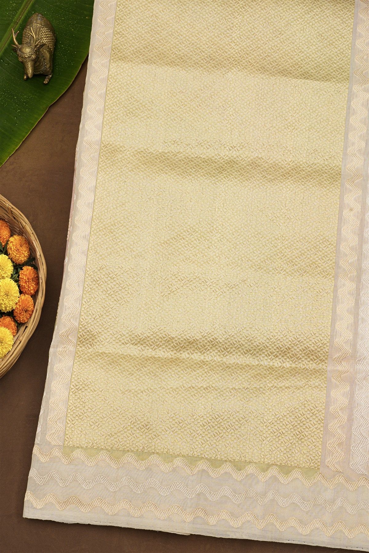 Banarasi Organza Multi-Colour Saree With Zig-Zag Lines Border