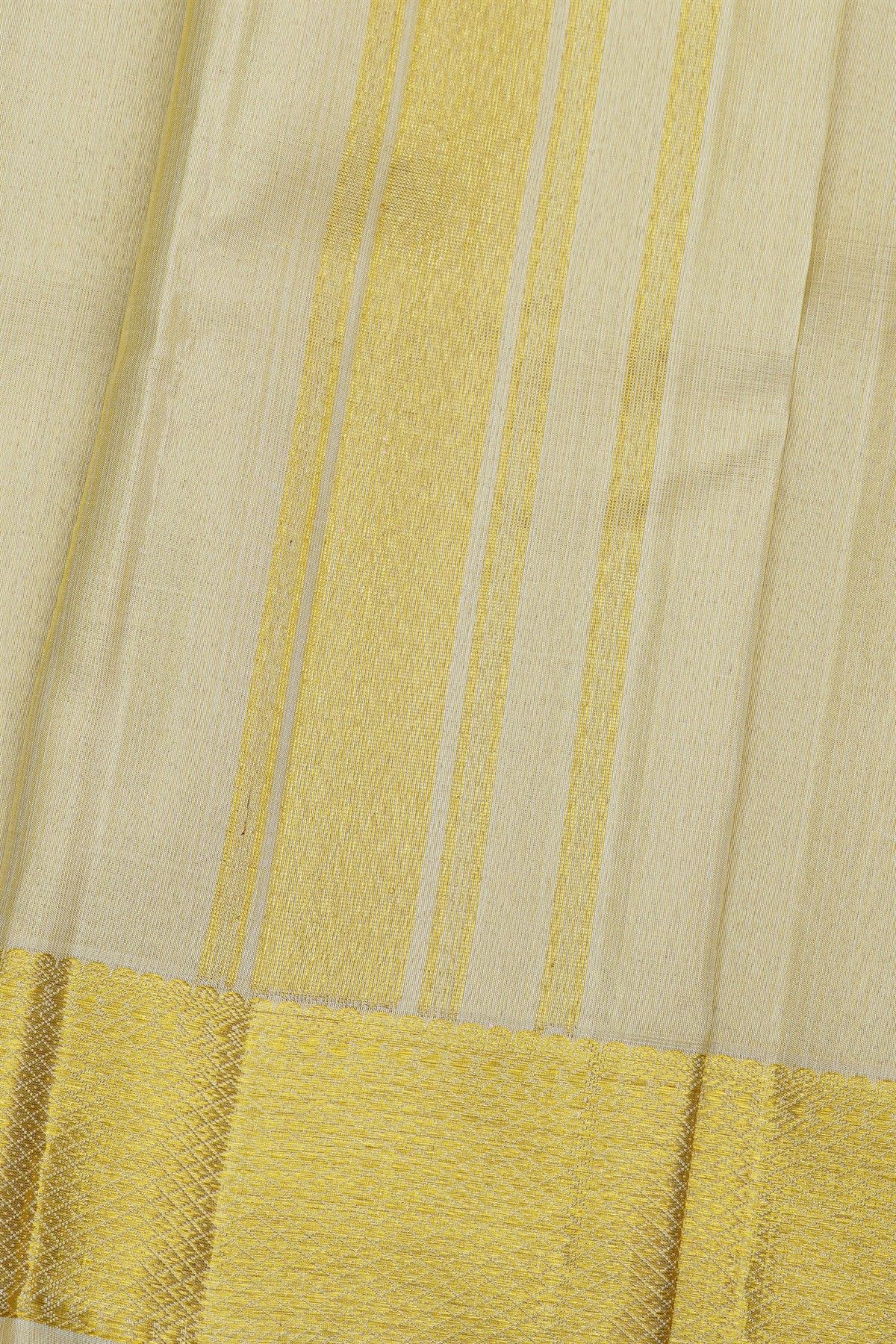 Kancheepuram Silk Off White Dhoti With Diamond Border