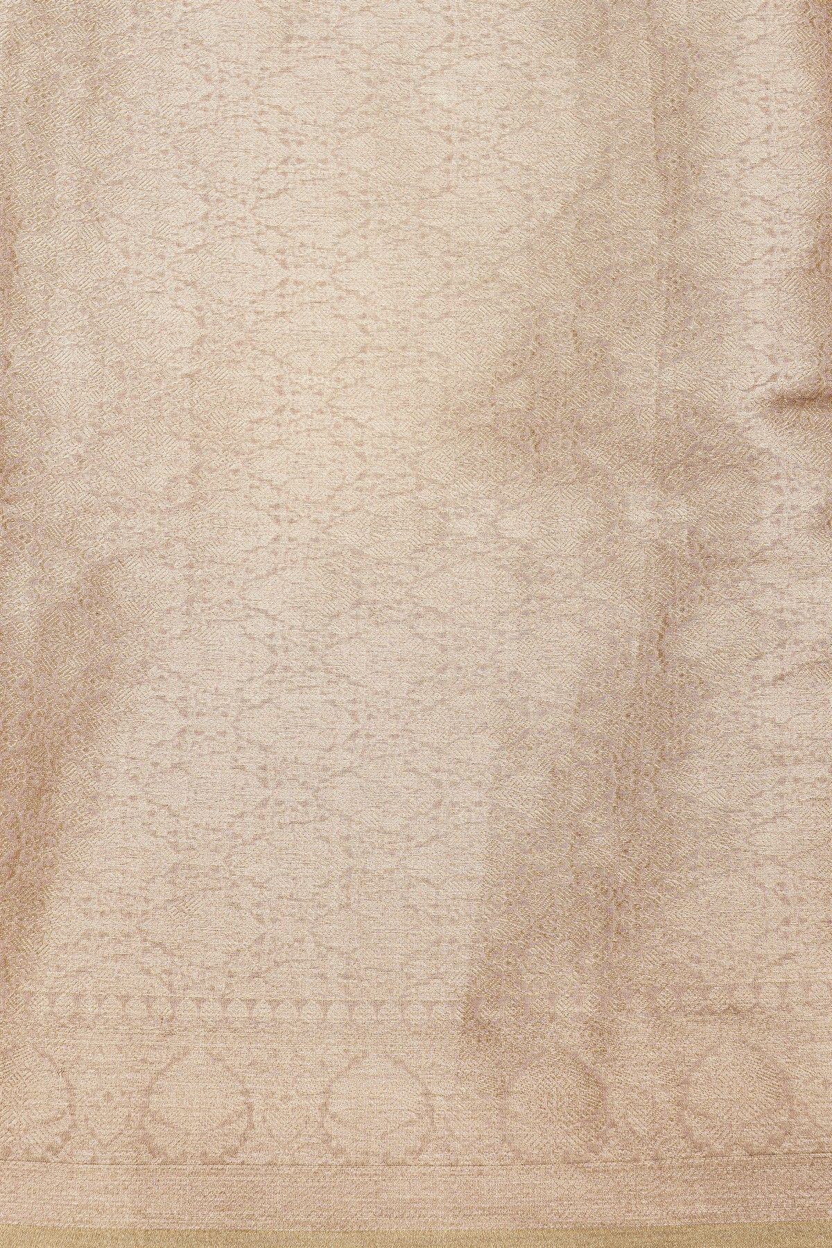 Banarasi Georgette Cream Saree With Florals And Leaves Border