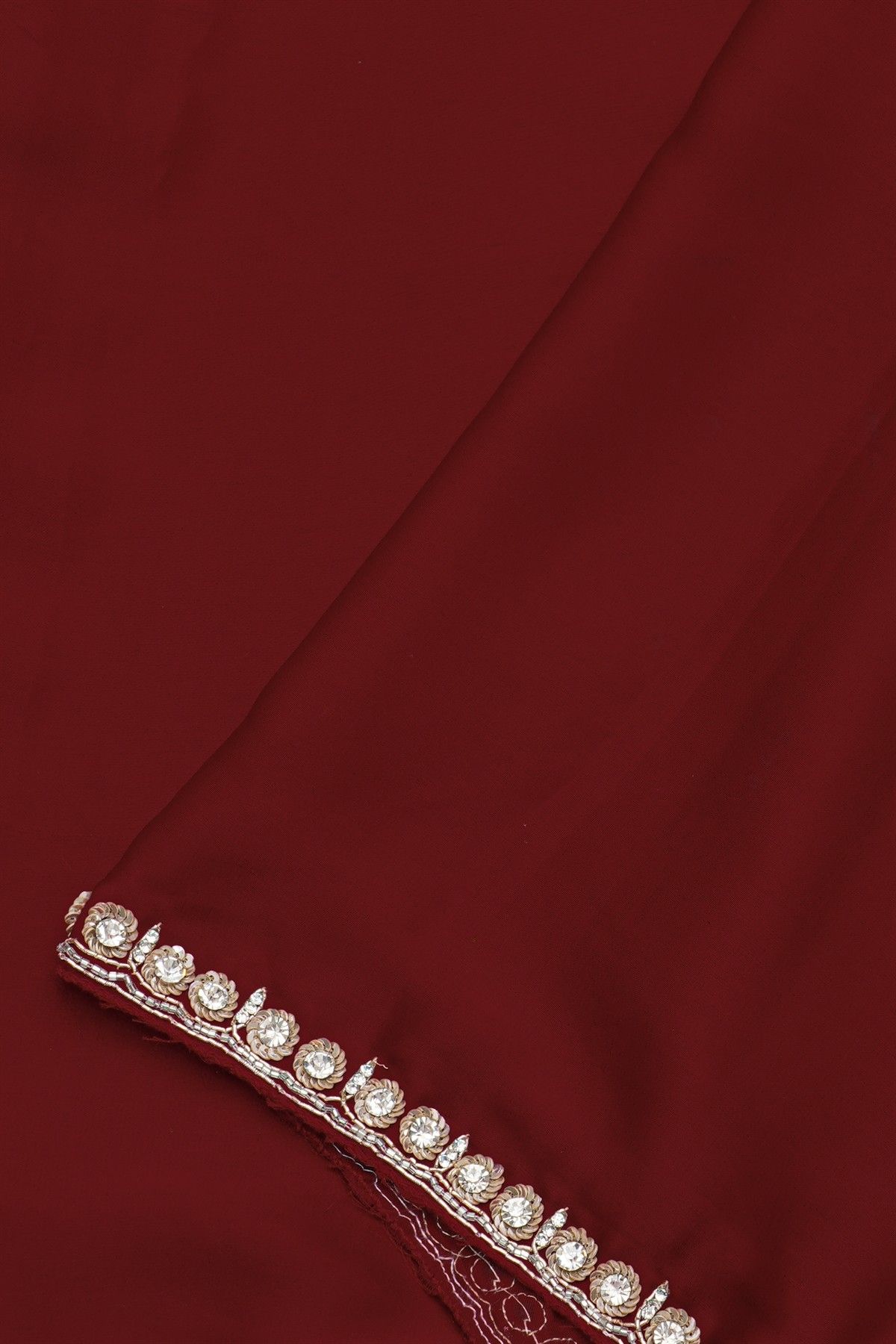 Banarasi Georgette Maroon Saree With Ready To Wear Blouse