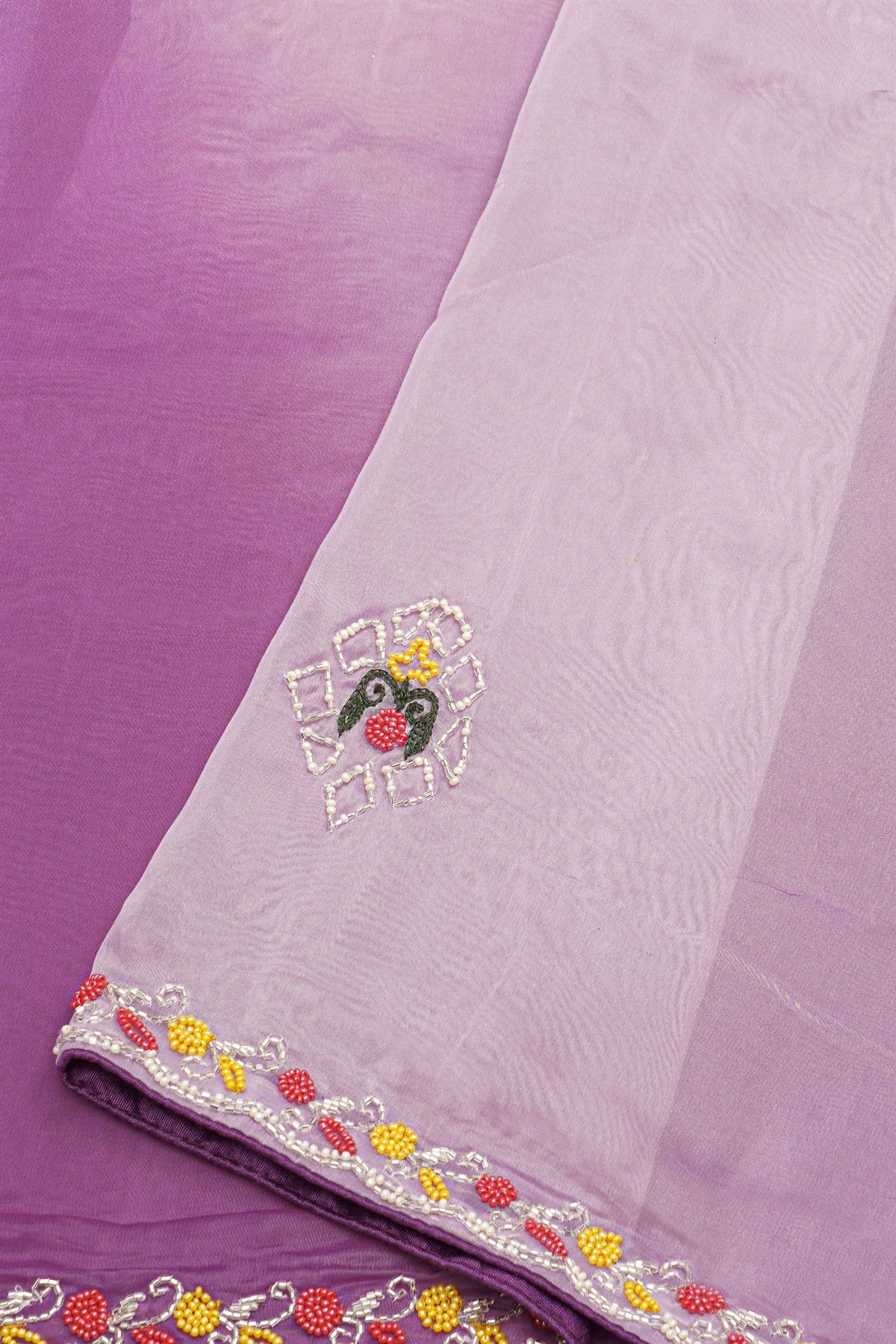 Banarasi Georgette Multi Colour Saree With Pearls Work Border