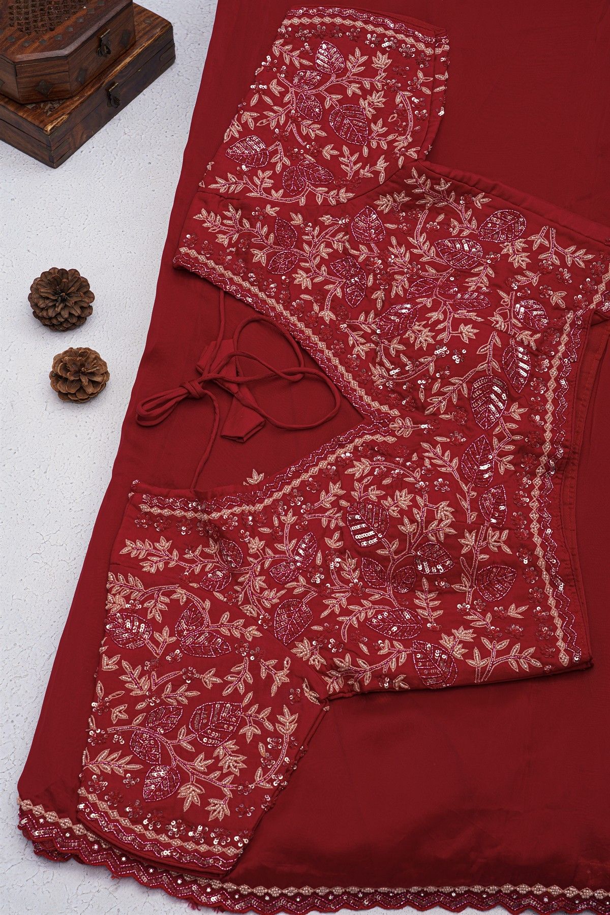 Banarasi Silk Maroon Saree With Sequence Pattern Border