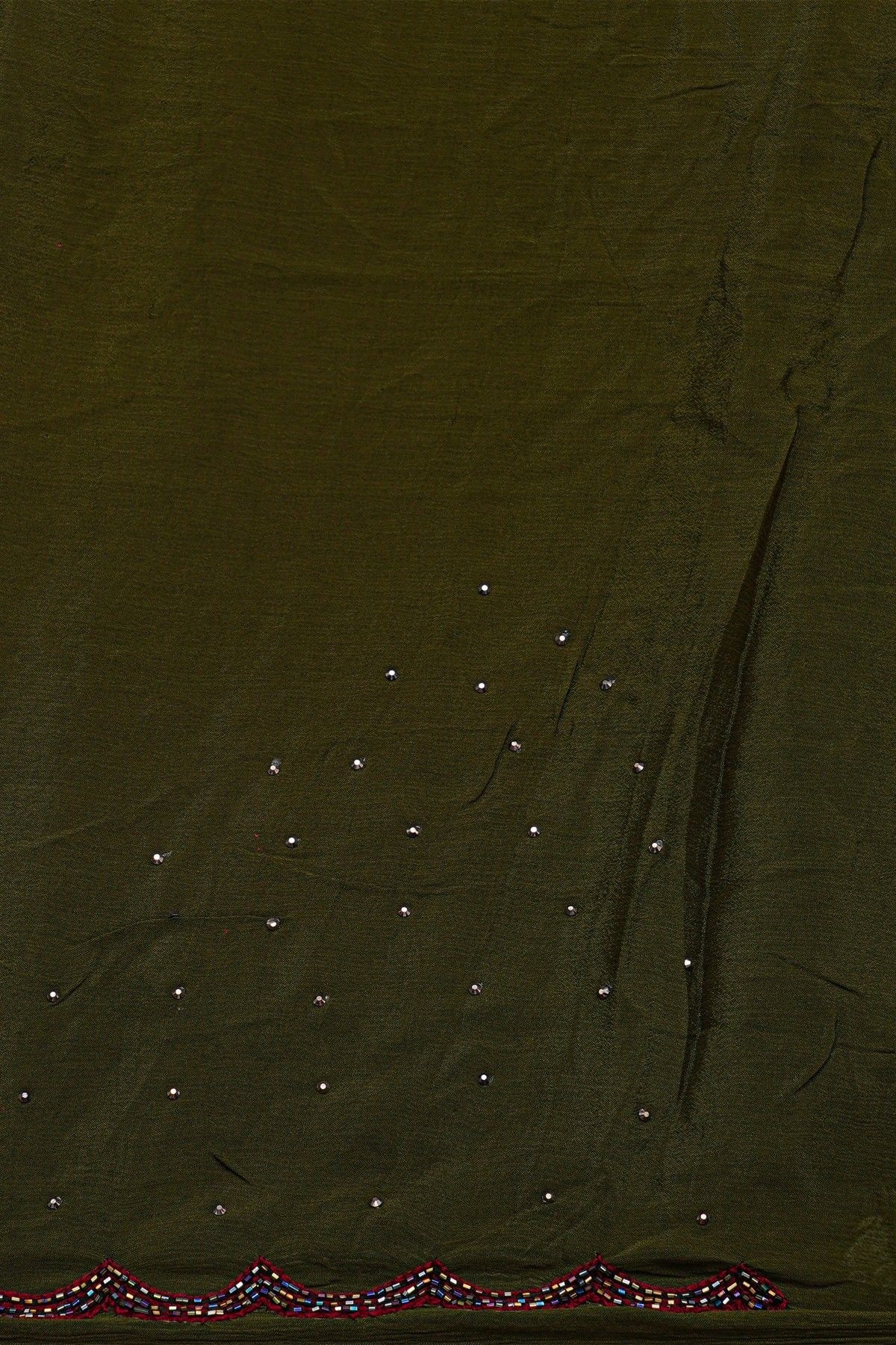 Designer Georgette Mehendi Green Saree With All Over Flower Design