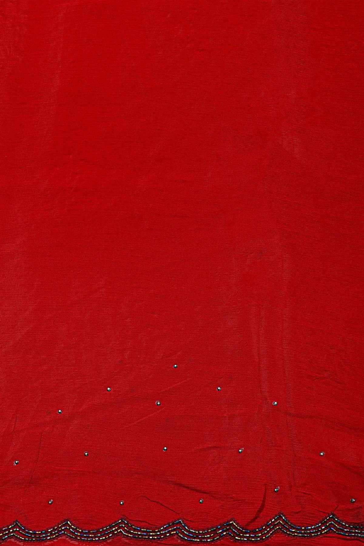 Designer Georgette Rust Saree With All Over Flower Design