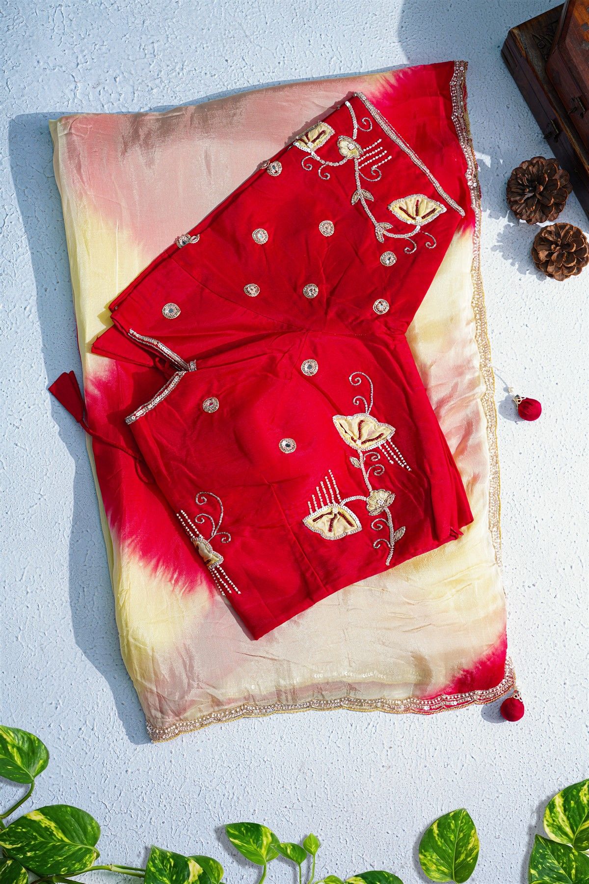 Designer Crepe Multi-Colour Saree With Waves Design With Kardhana Work Border