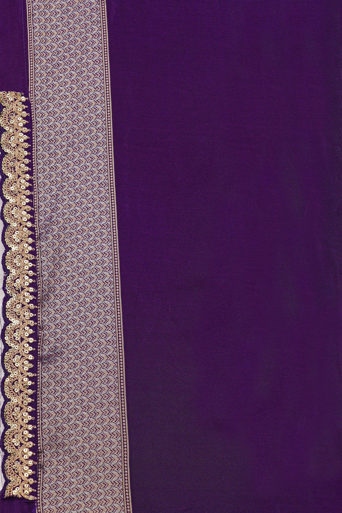 Designer Georgette Navy Blue Saree With Florals In Zari Border